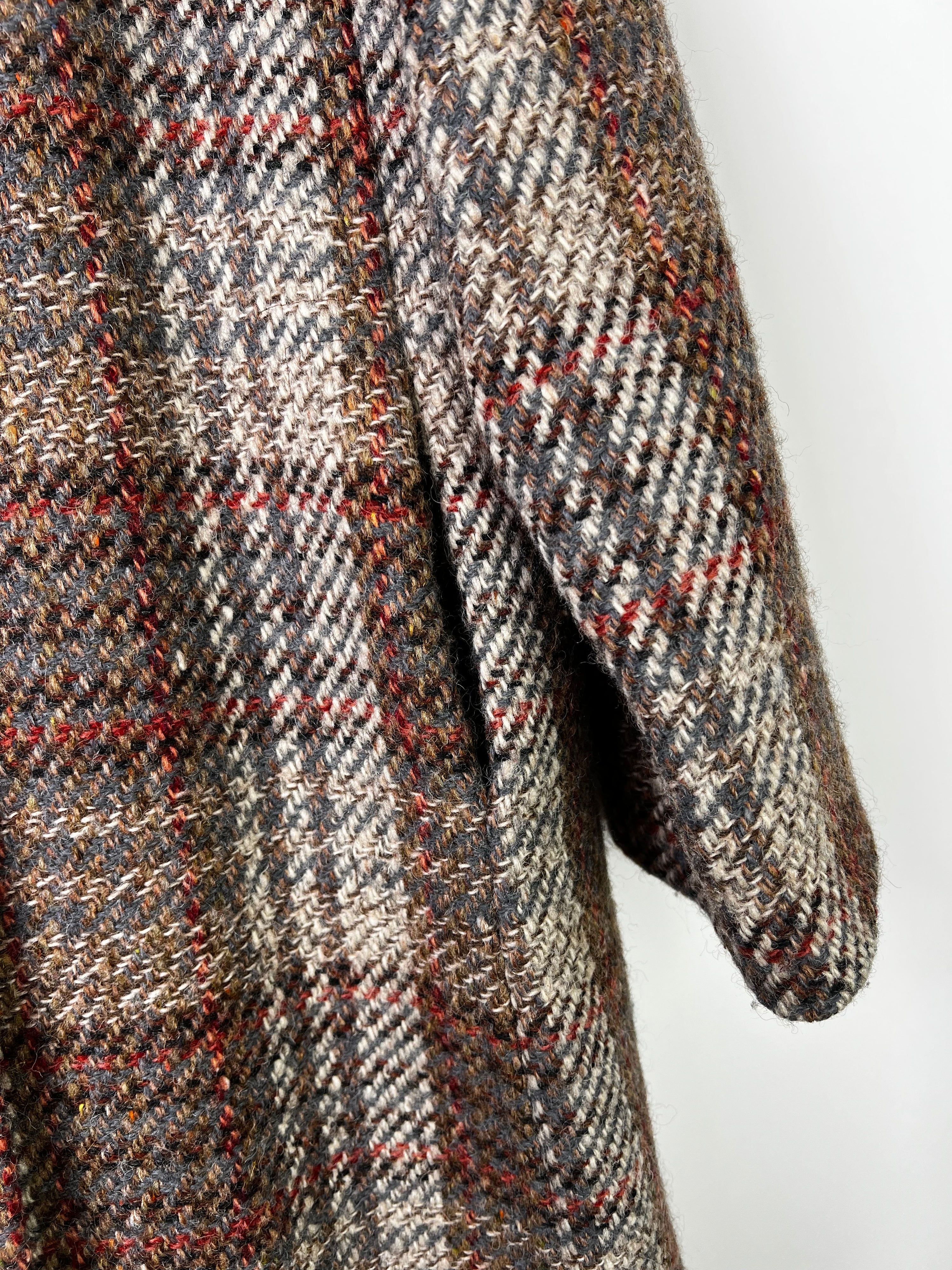 AQUASCUTUM VINTAGE PURE WOOL COAT TARTAN CHECK - S/M