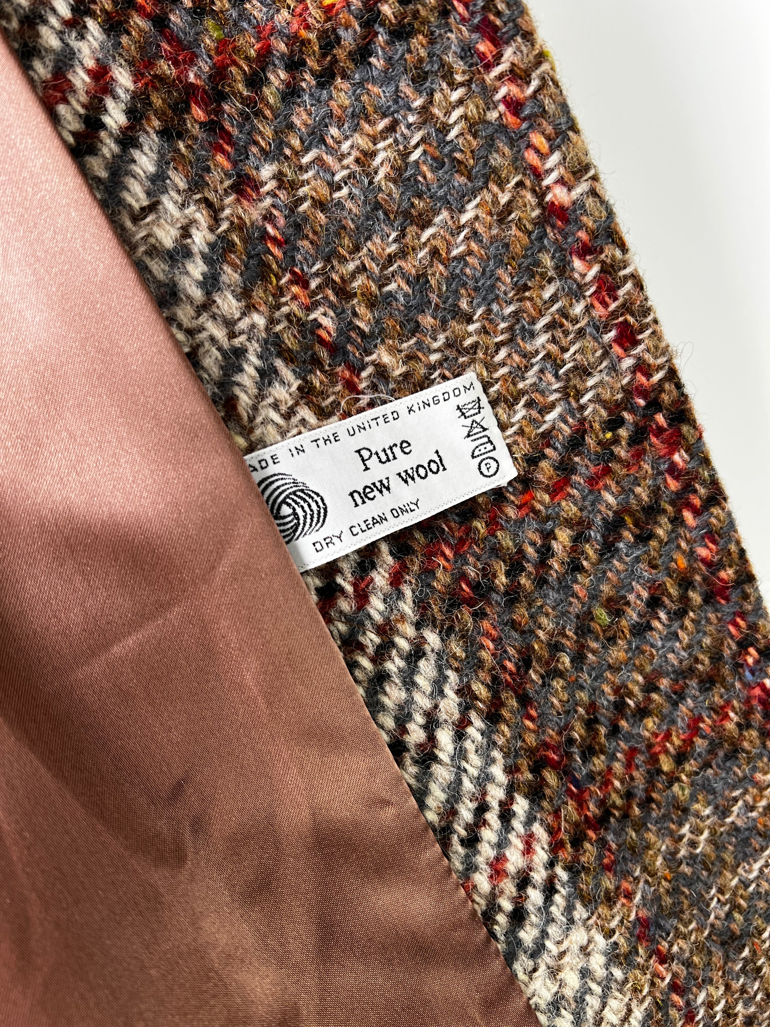 AQUASCUTUM VINTAGE PURE WOOL COAT TARTAN CHECK - S/M