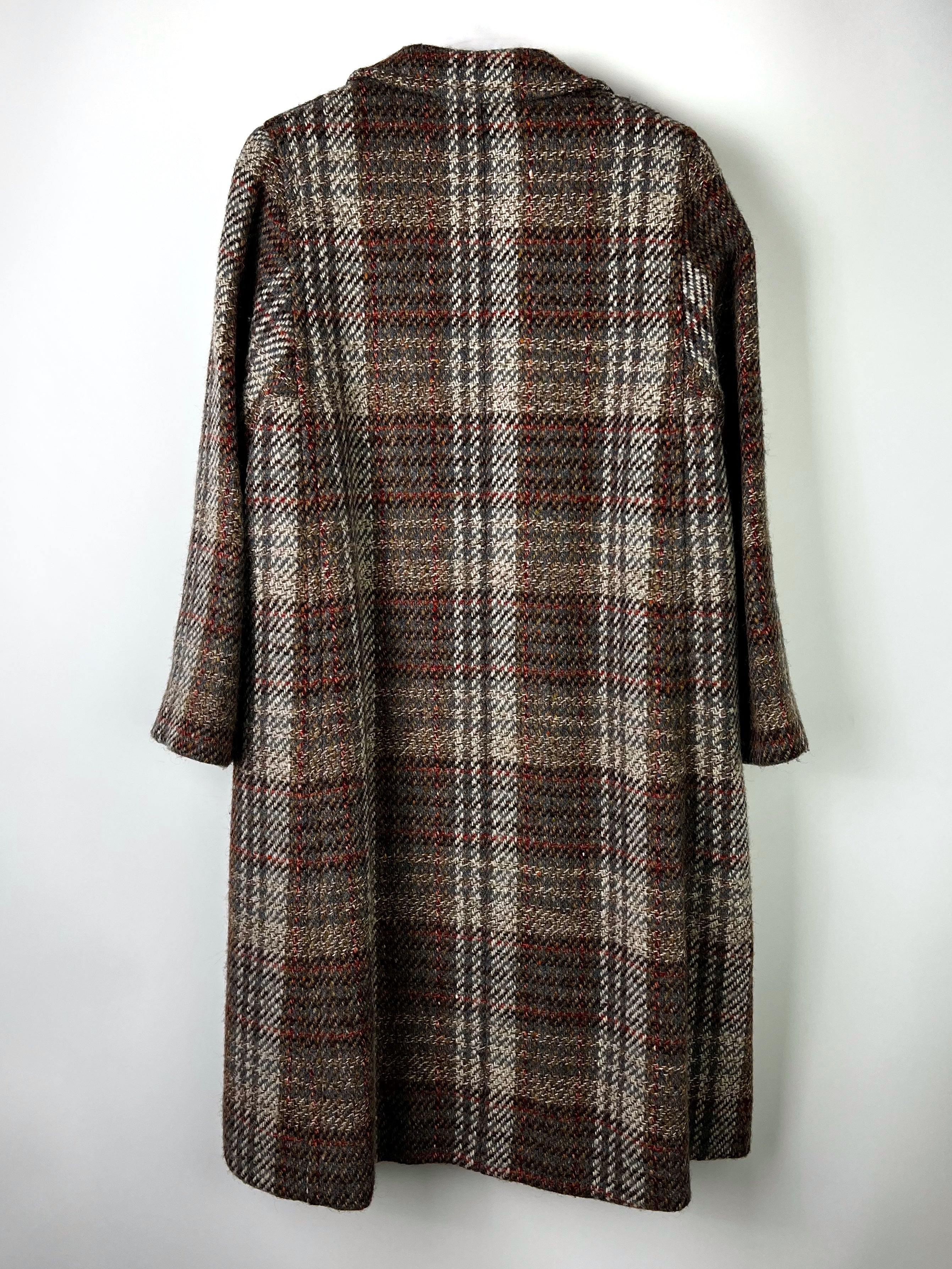 AQUASCUTUM VINTAGE PURE WOOL COAT TARTAN CHECK - S/M