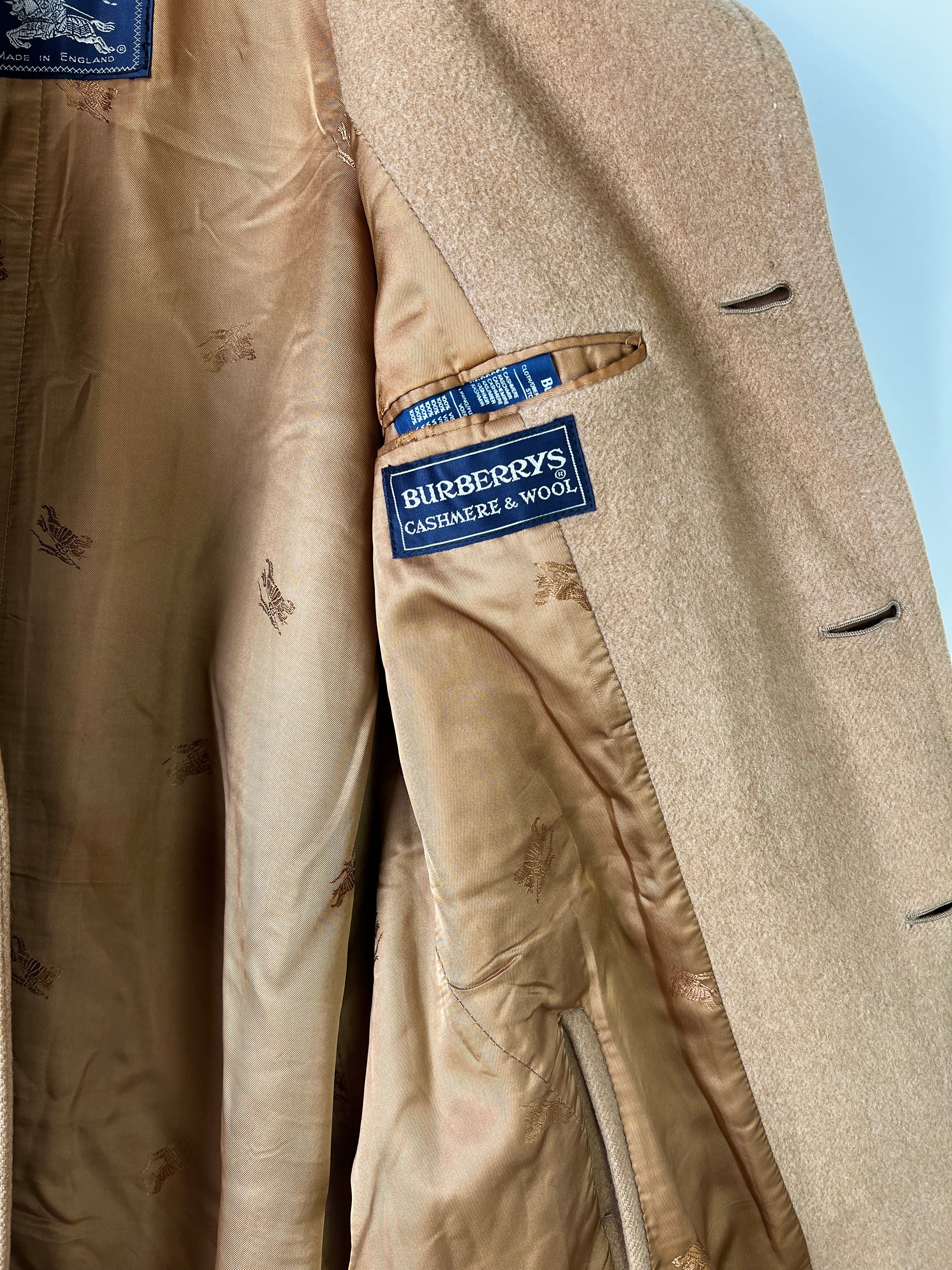 BURBERRY VINTAGE CASHMERE  WOOL CAMEL COAT BEIGE - M/L