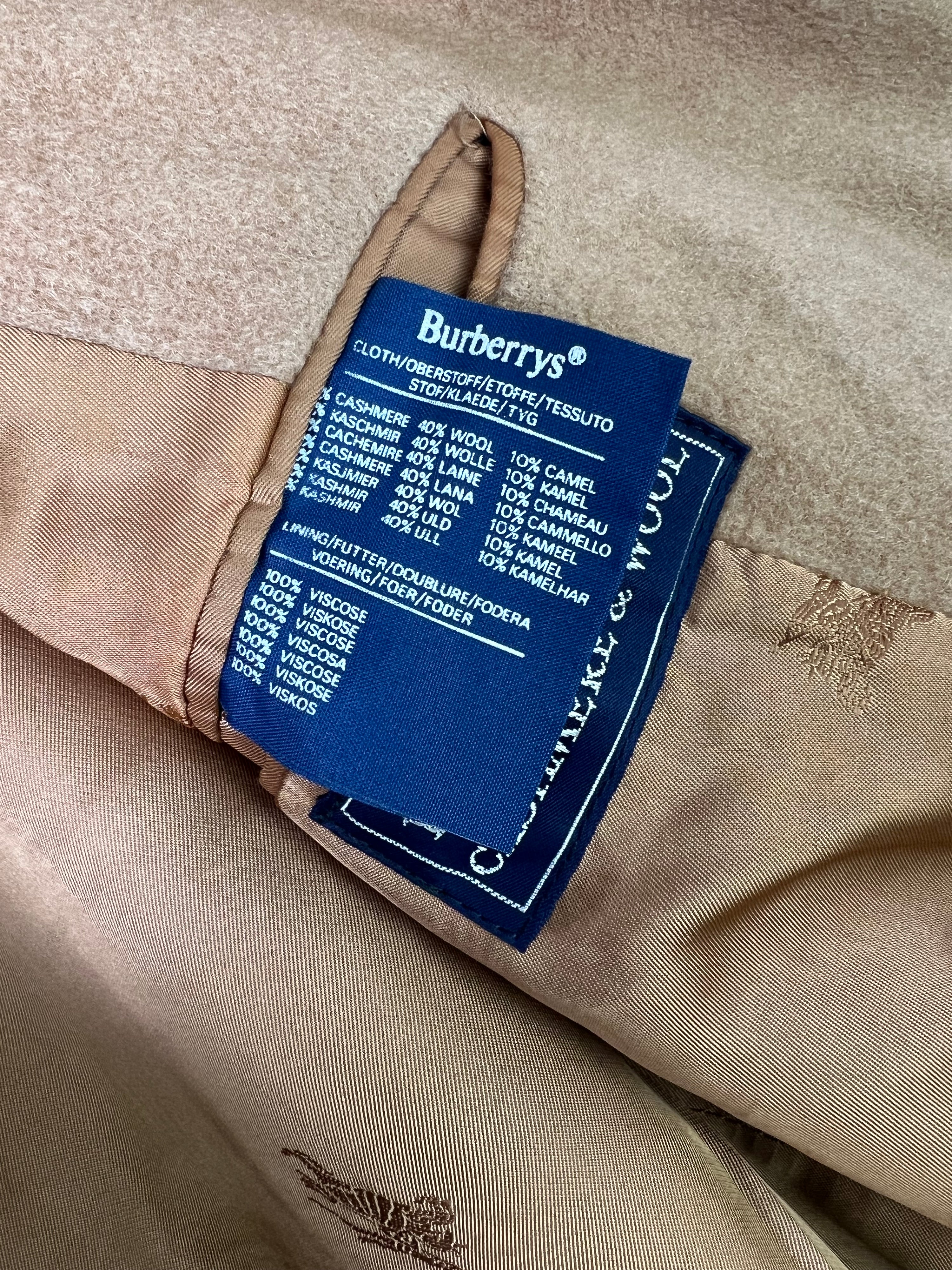 BURBERRY VINTAGE CASHMERE  WOOL CAMEL COAT BEIGE - M/L