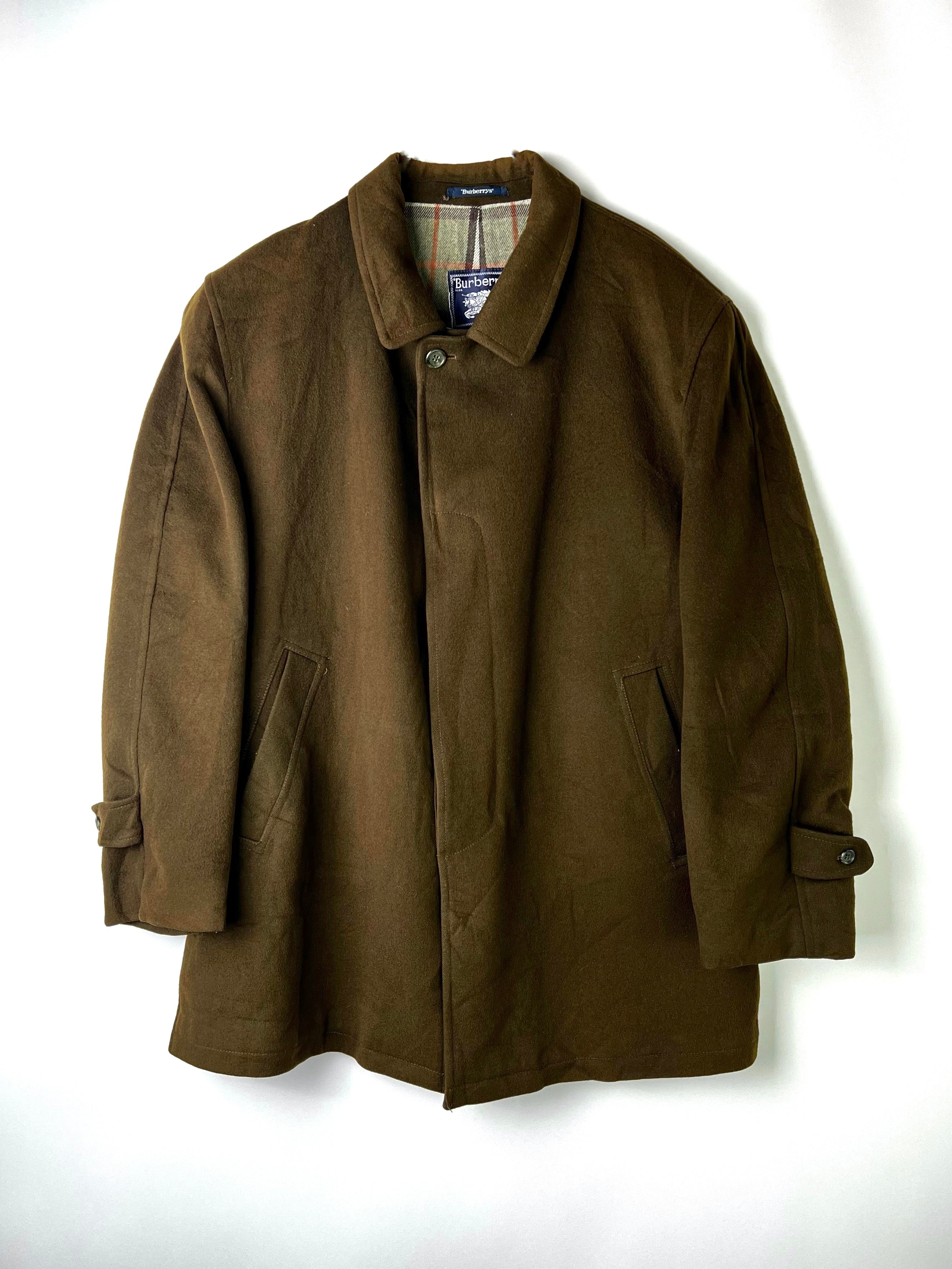 BURBERRY VINTAGE WOOL COAT BROWN - L/XL