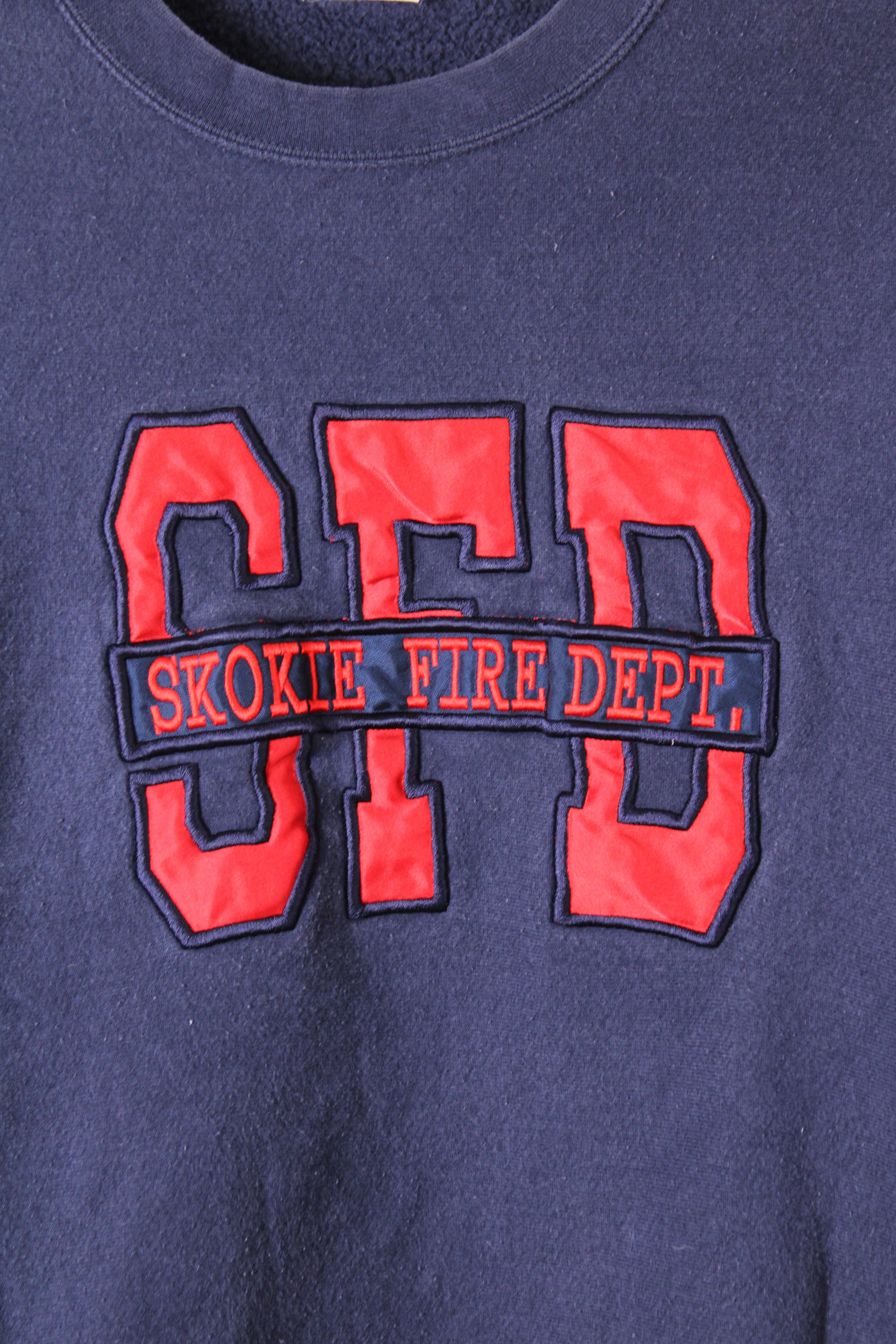 LEE US FIREMAN VINTAGE SWEATSHIRT BLUE MADE IN USA - XL