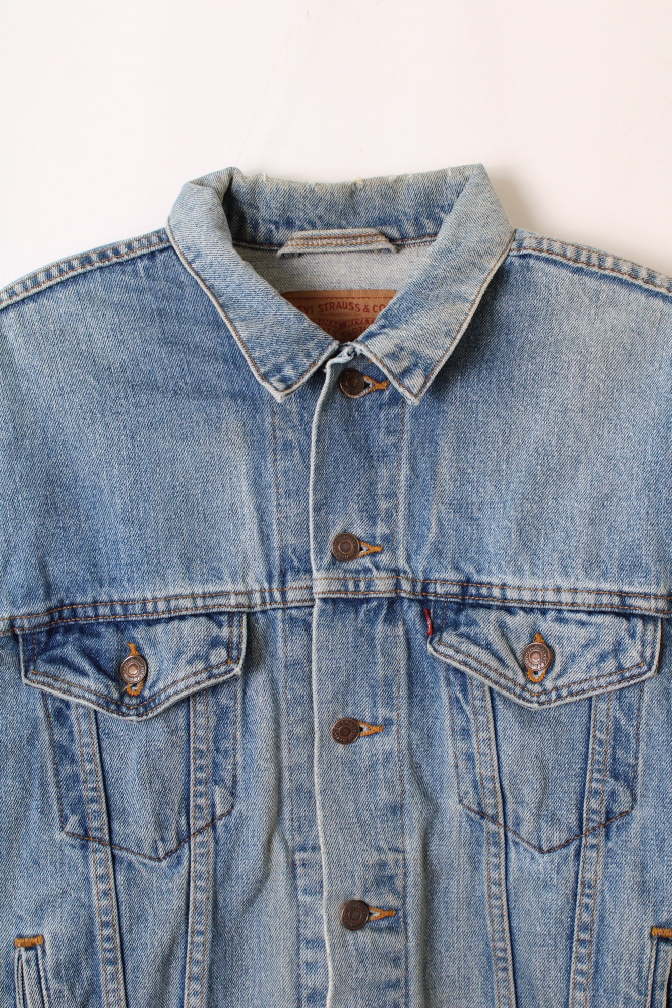 LEVIS VINTAGE DENIM TRUCKER JACKET VTG FADING LIGHT BLUE MADE IN USA - M