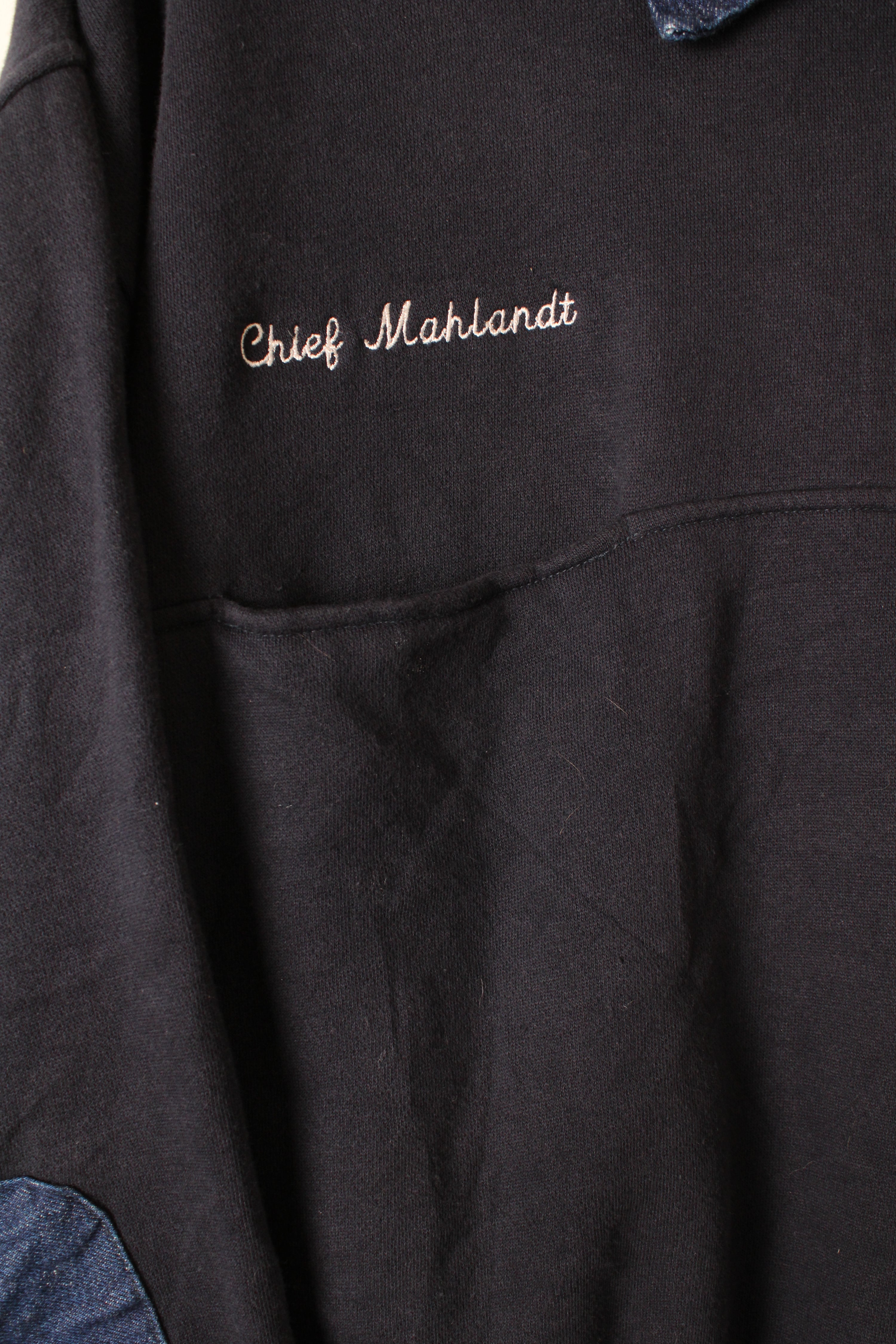 US FIREMAN VINTAGE QUARTER ZIP SWEATSHIRT BLUE - XL