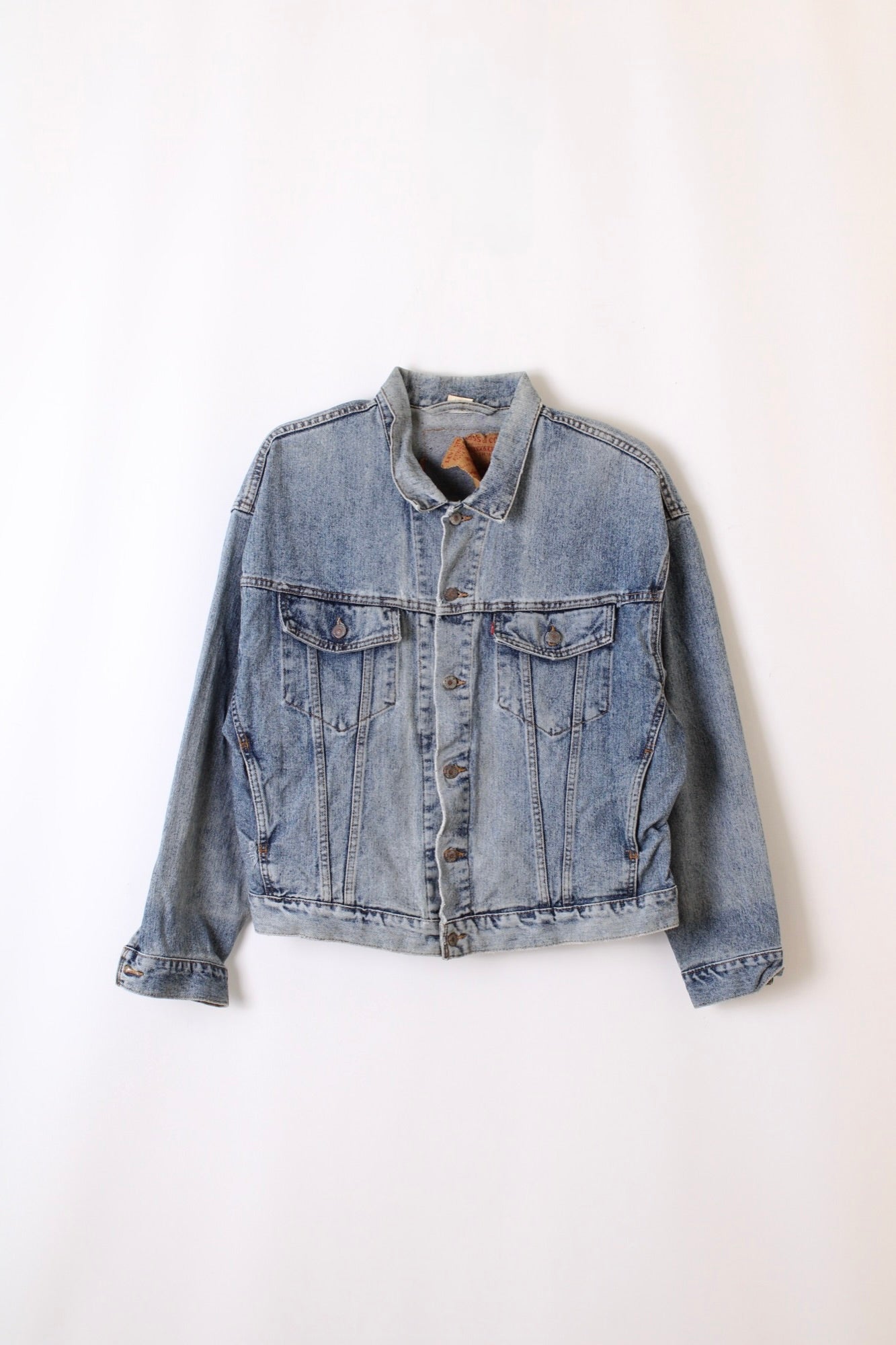 LEVIS VINTAGE DENIM TRUCKER JACKET VTG FADING MEDIUM BLUE - L