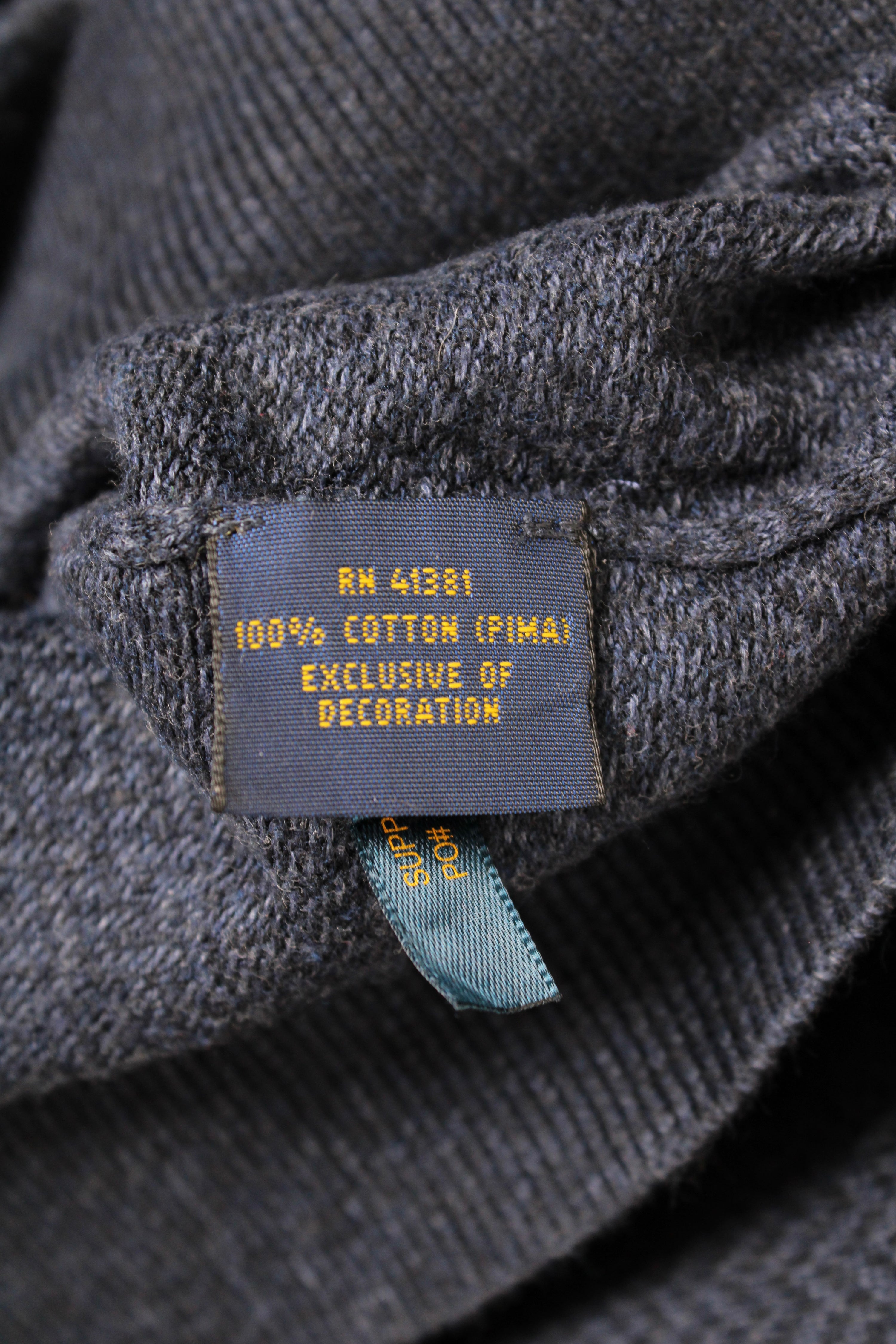 RALPH LAUREN HARRINGBONE COTTON SWEATER BLUE - XXL