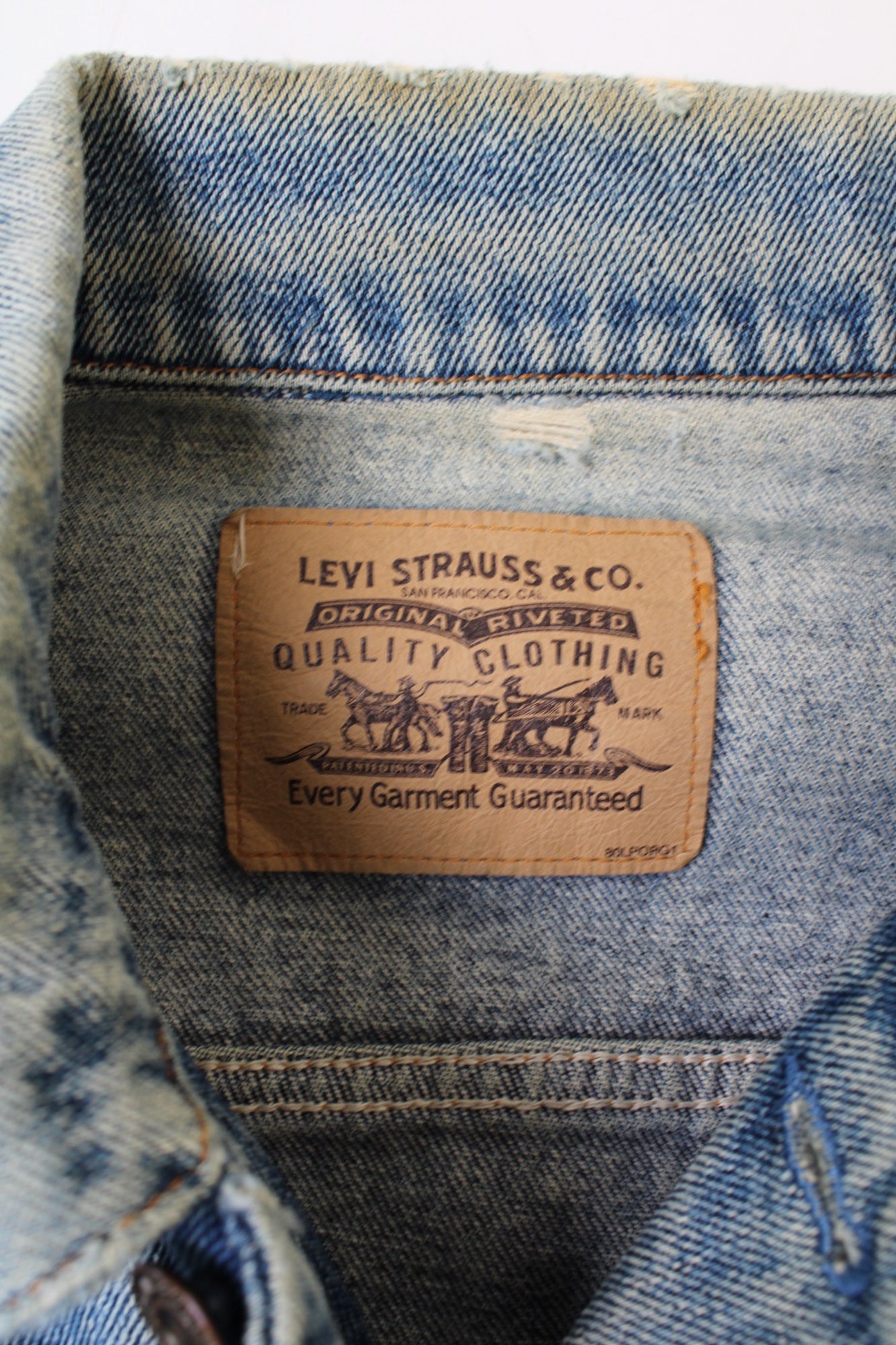 LEVIS VINTAGE DENIM TRUCKER JACKET VTG ORANGE TAB - M/L