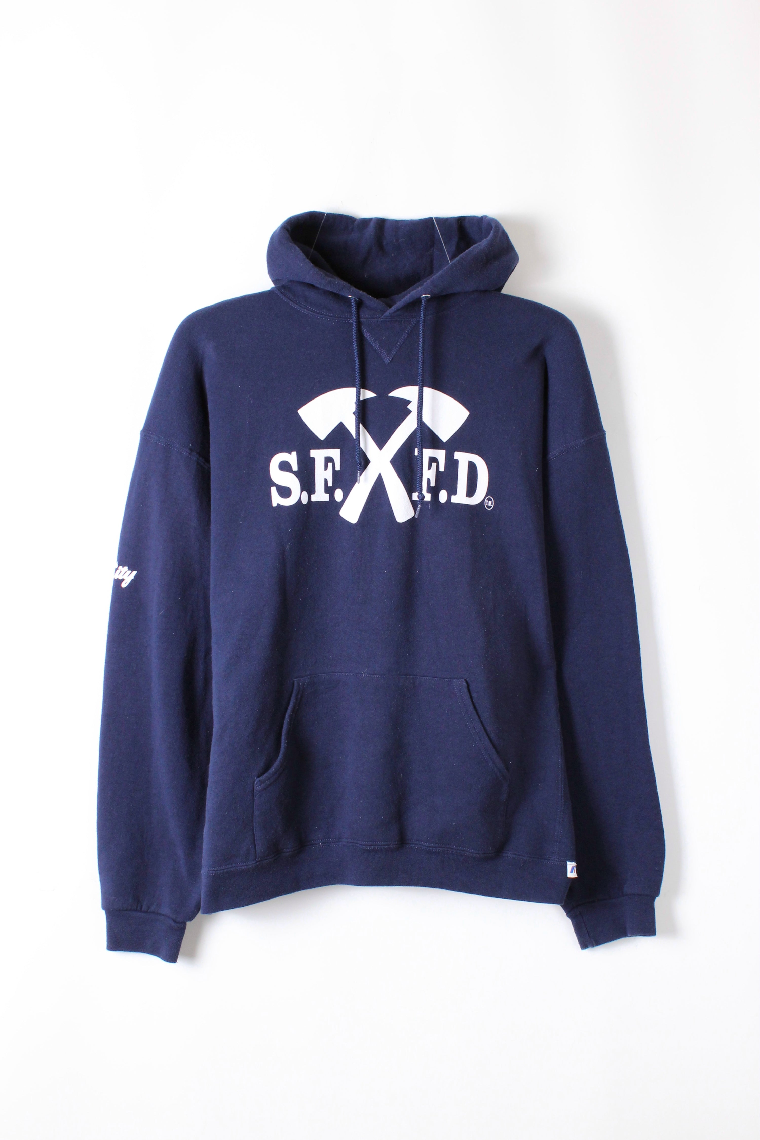 RUSSELL ATHLETIC VINTAGE HOODIE BLUE SFFD FIREMAN - XXL