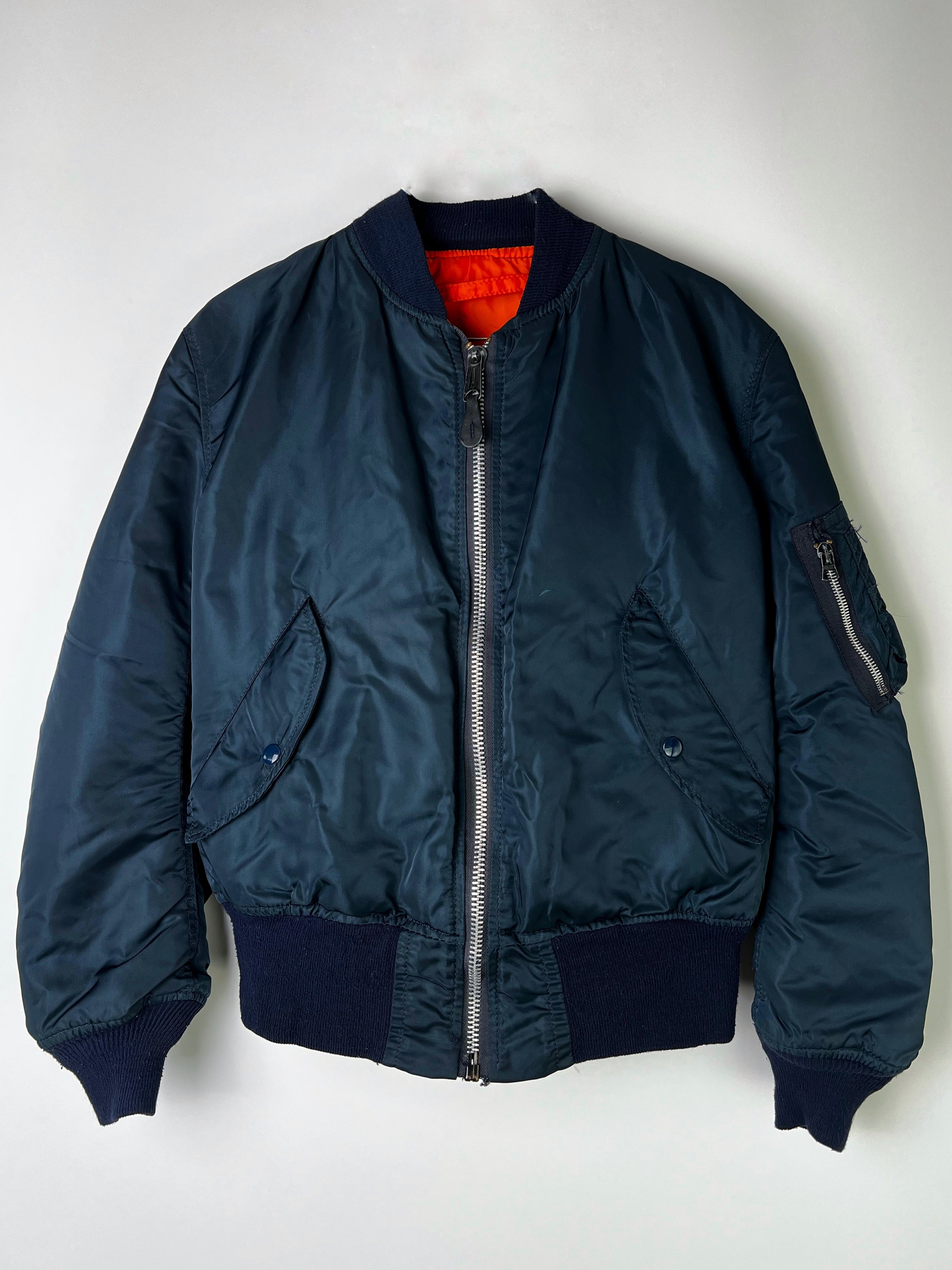 ALPHA INDUSTRIES MA-1 BOMBER JACKET BLUE MADE IN USA - S