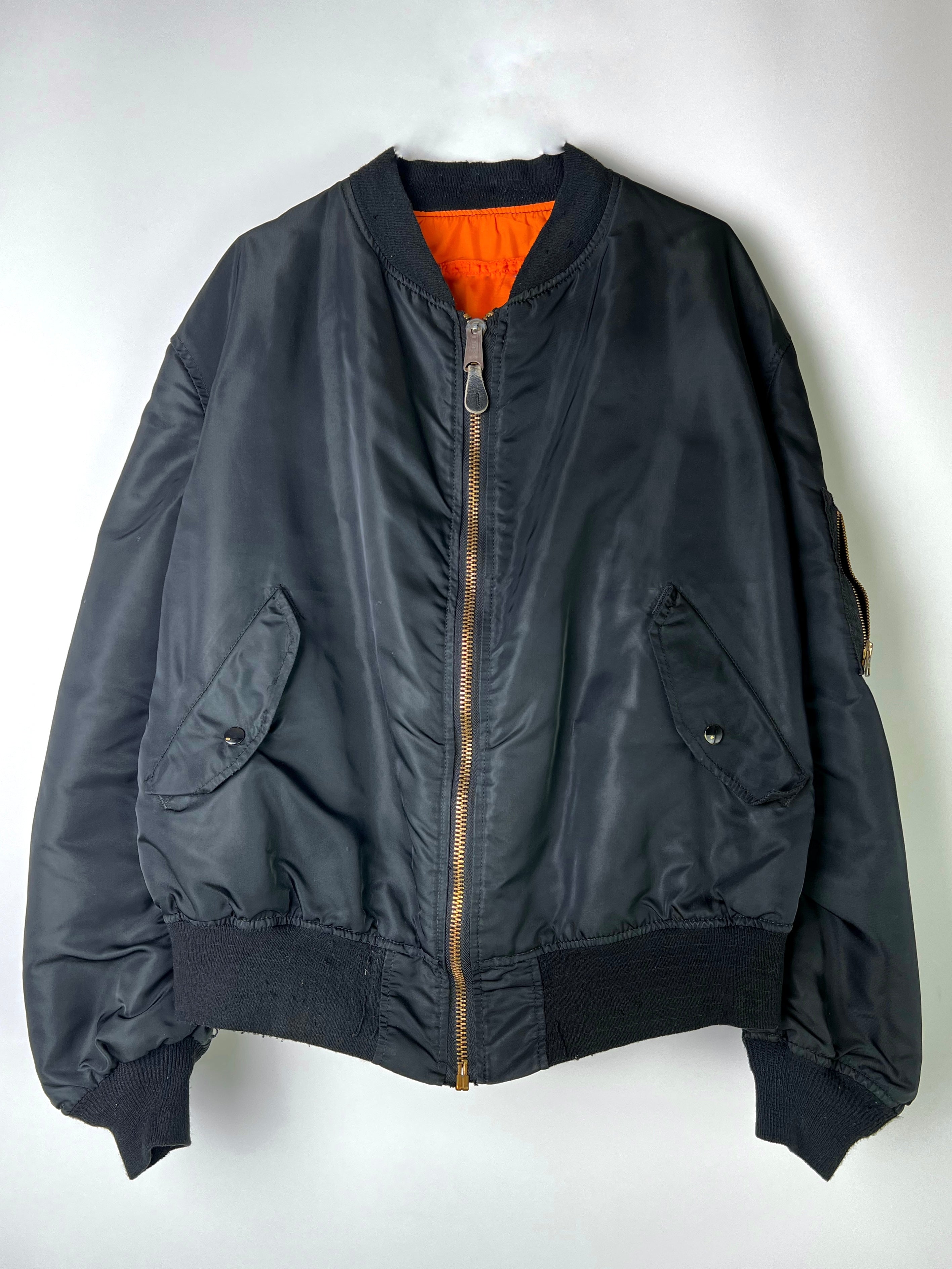 ALPHA INDUSTRIES MA-1 BOMBER JACKET BLACK MADE IN USA - XXL