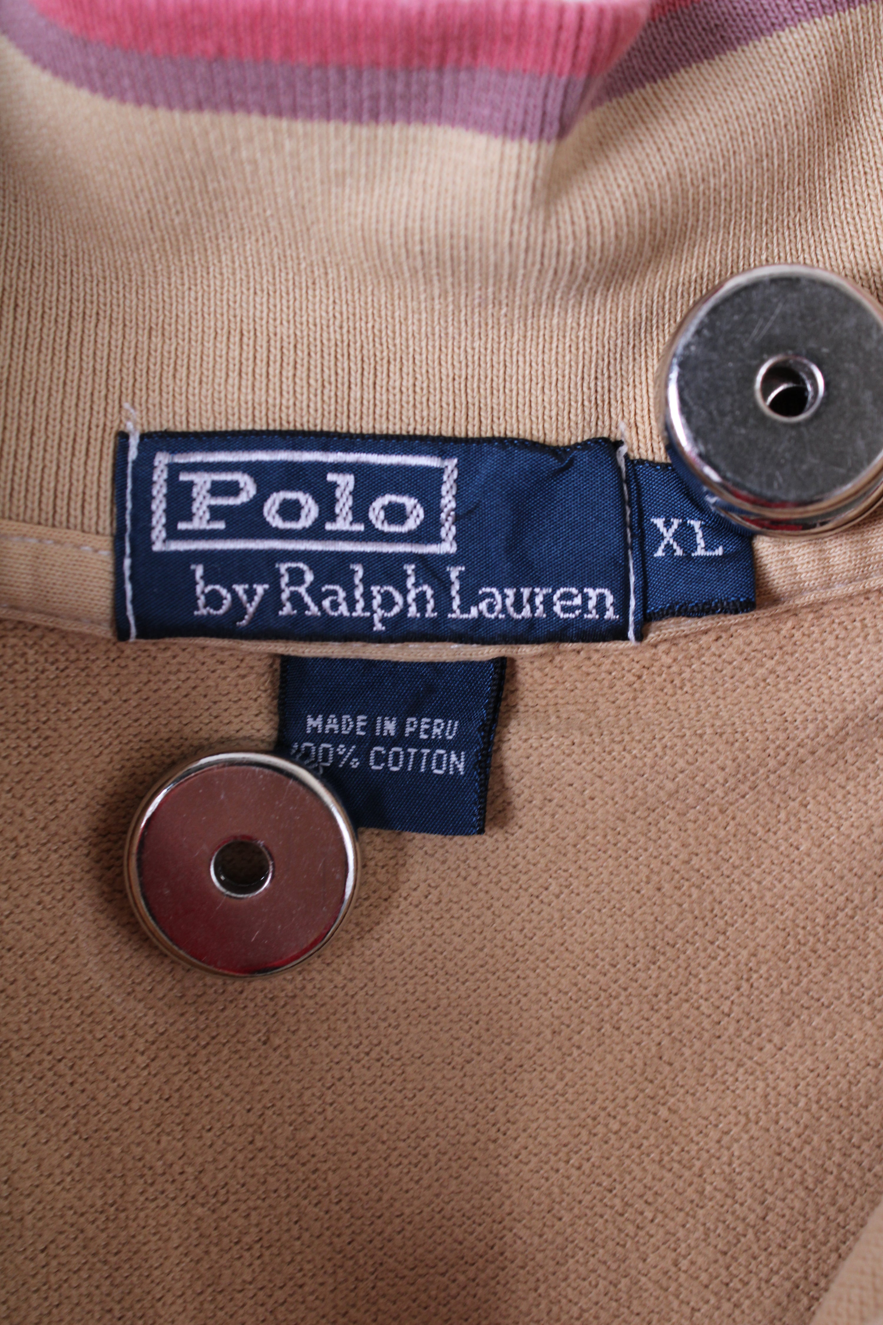 RALPH LAUREN QUARTER ZIP SWEATER BEIGE - XL