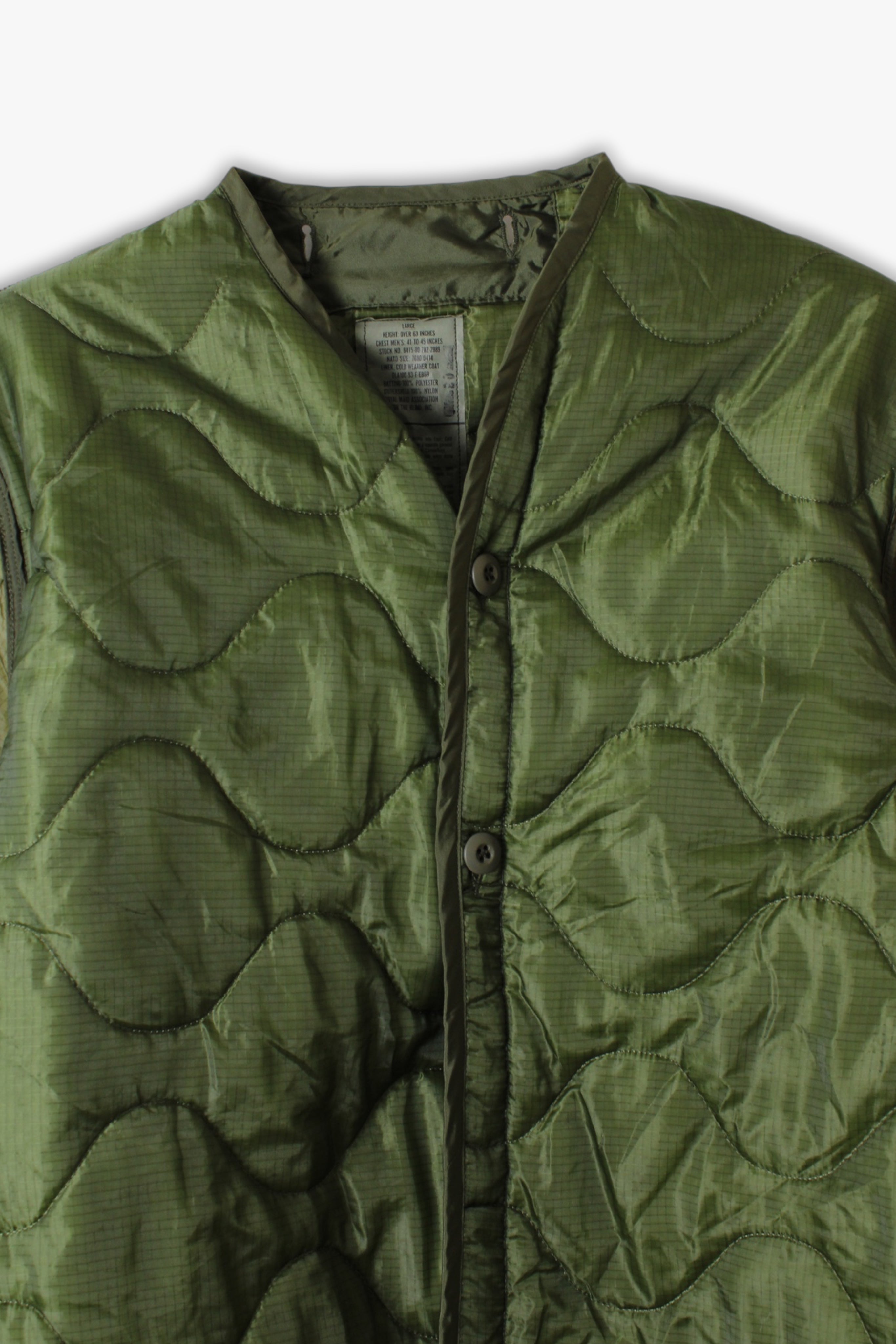 ゆ*こ様 定価以下スタート　M-65 Quilted Liner Vest ＵＳ US ARMY M-65 LINER OLIVE GREEN QUILTED JACKET – HOLYGARMS