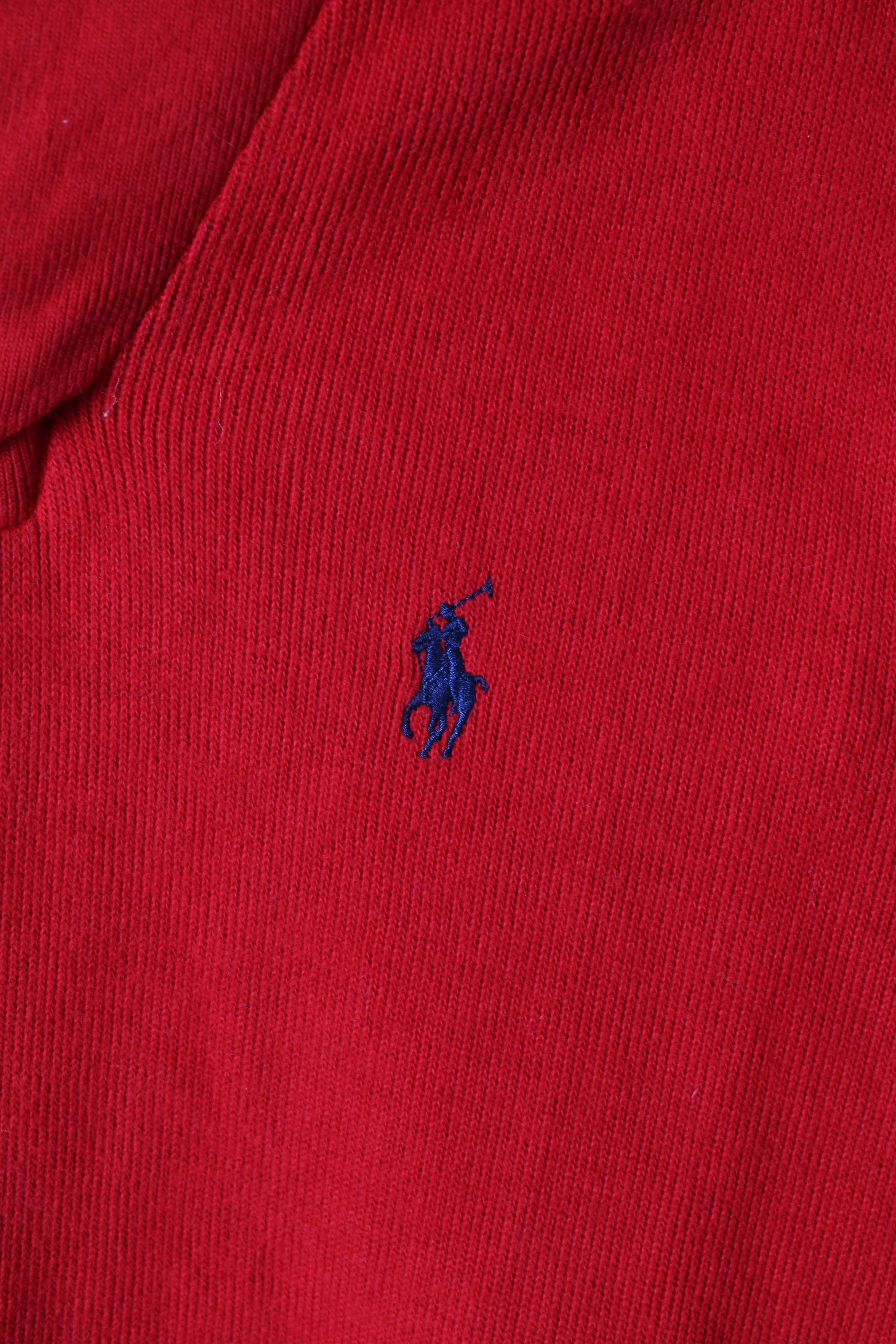 RALPH LAUREN COTTON SWEATER SHAWL COLLAR RED - L