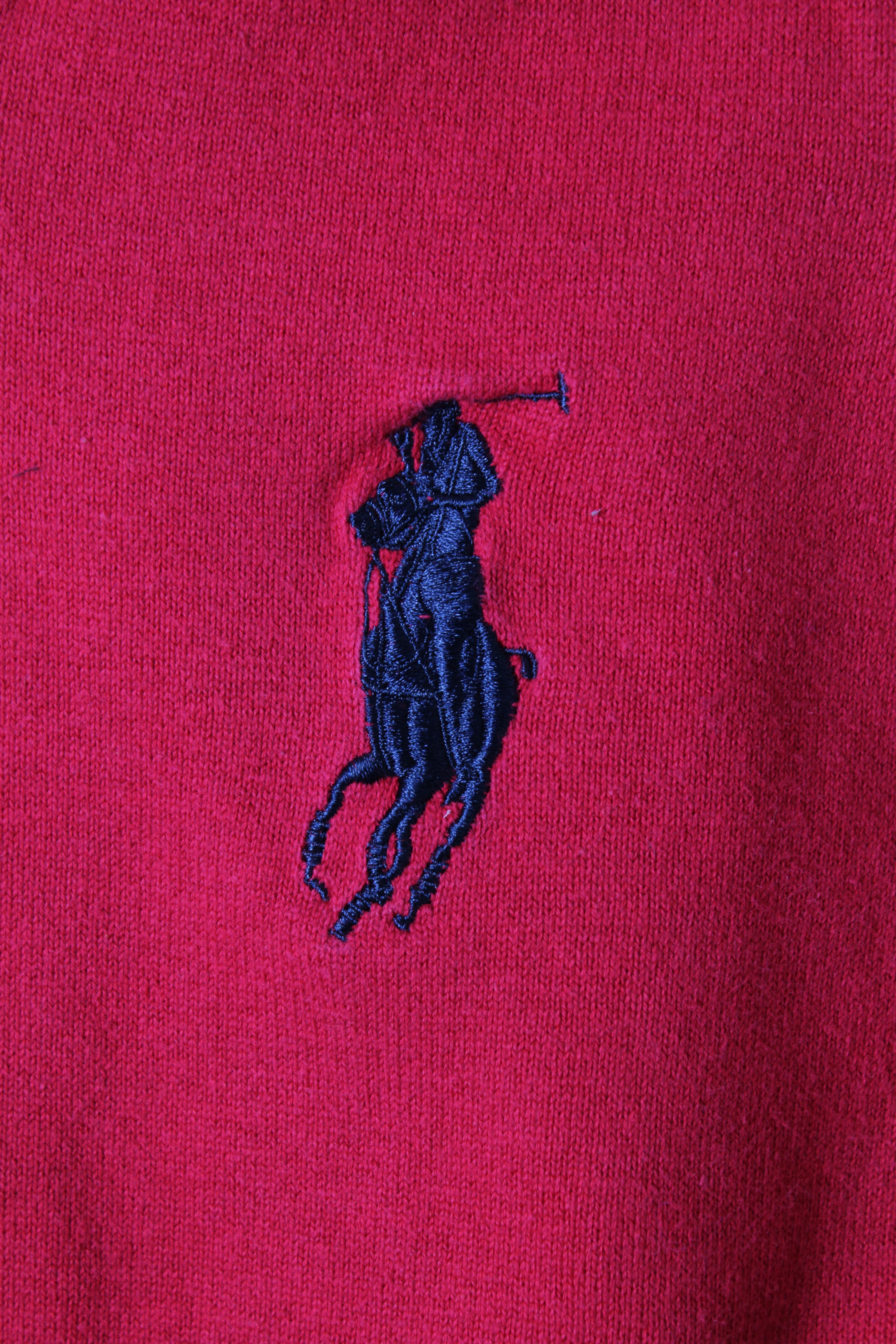 RALPH LAUREN COTTON VEST BIG PONY RED - S