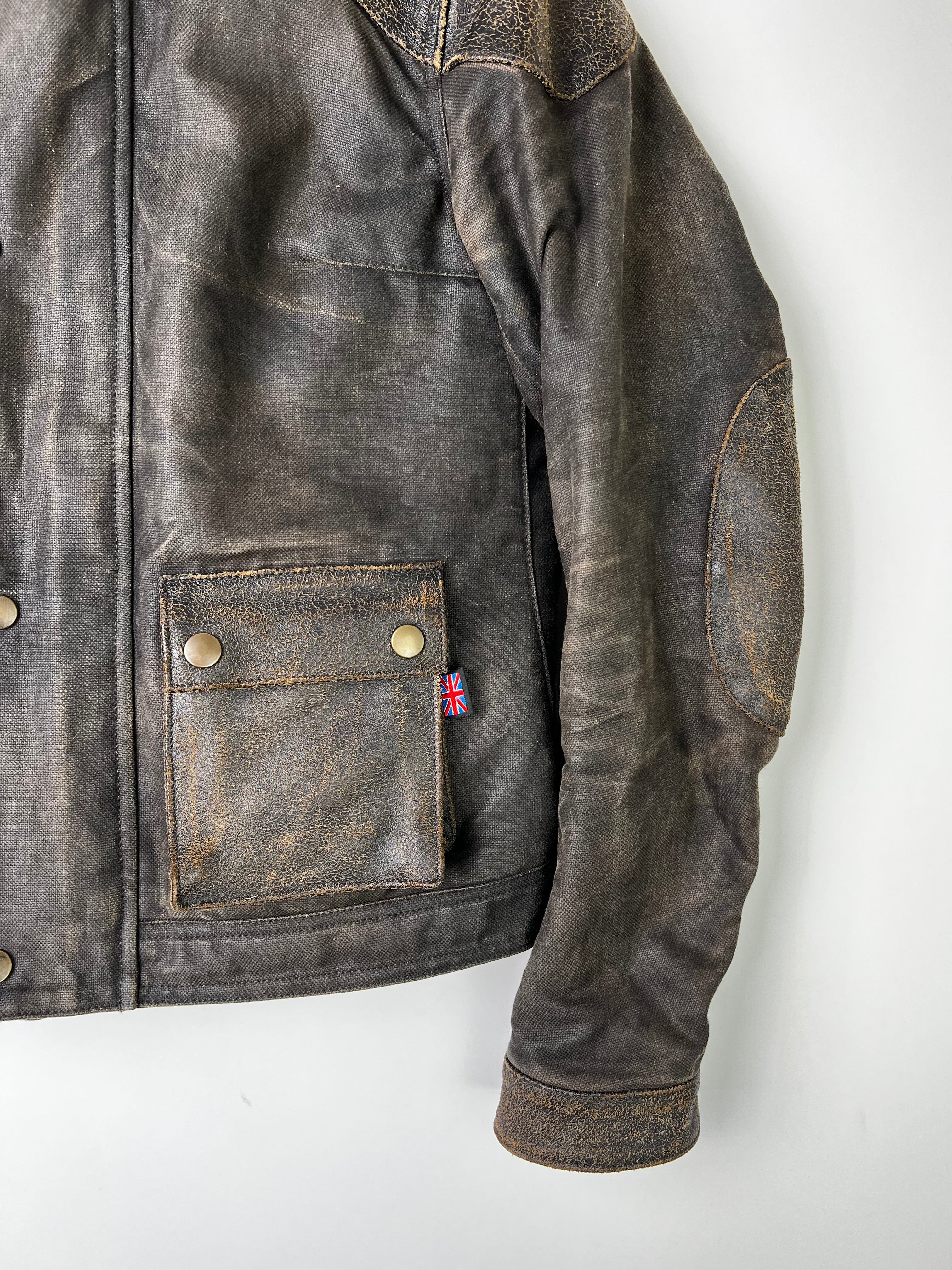 BELSTAFF BLACK PRINCE LEATHER MOTORCYCLE JACKET BROWN - XS/S