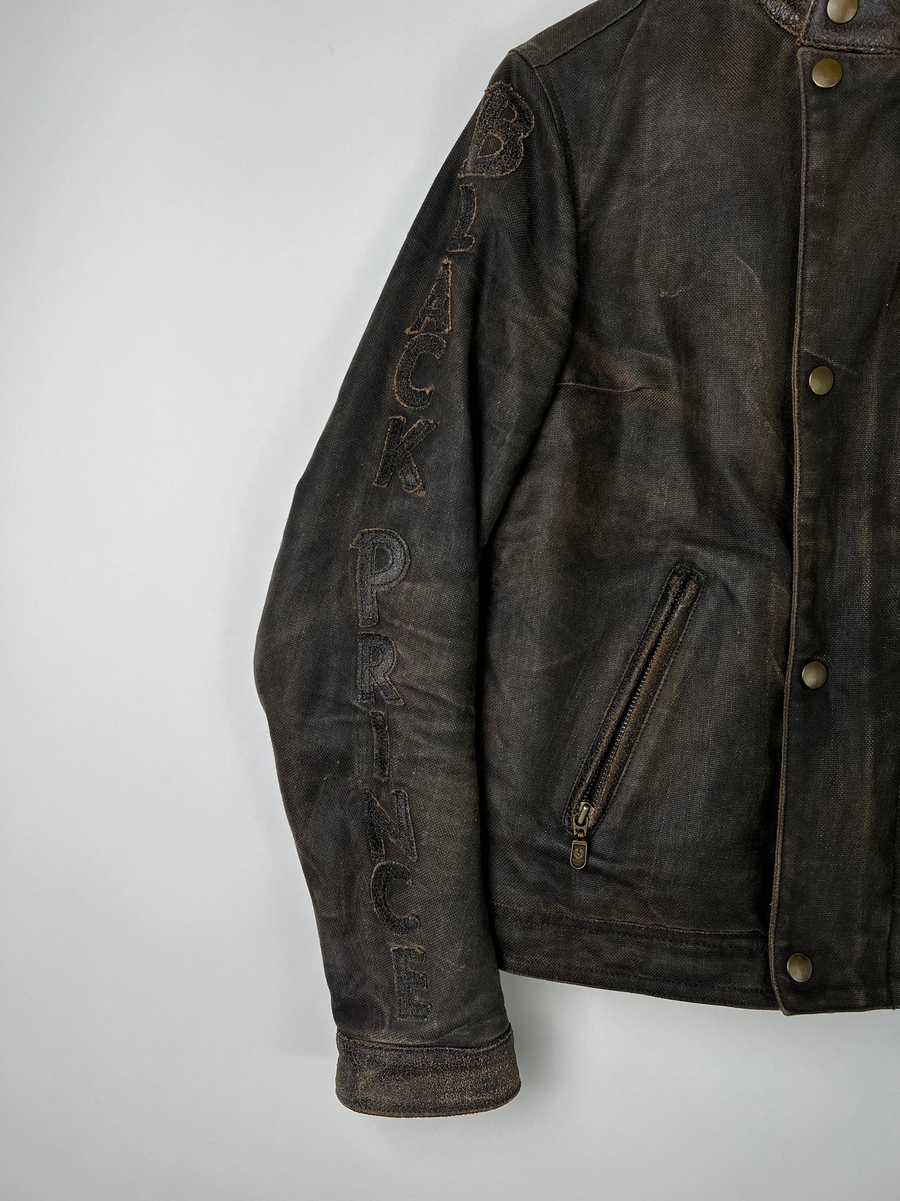 BELSTAFF BLACK PRINCE LEATHER MOTORCYCLE JACKET BROWN - XS/S