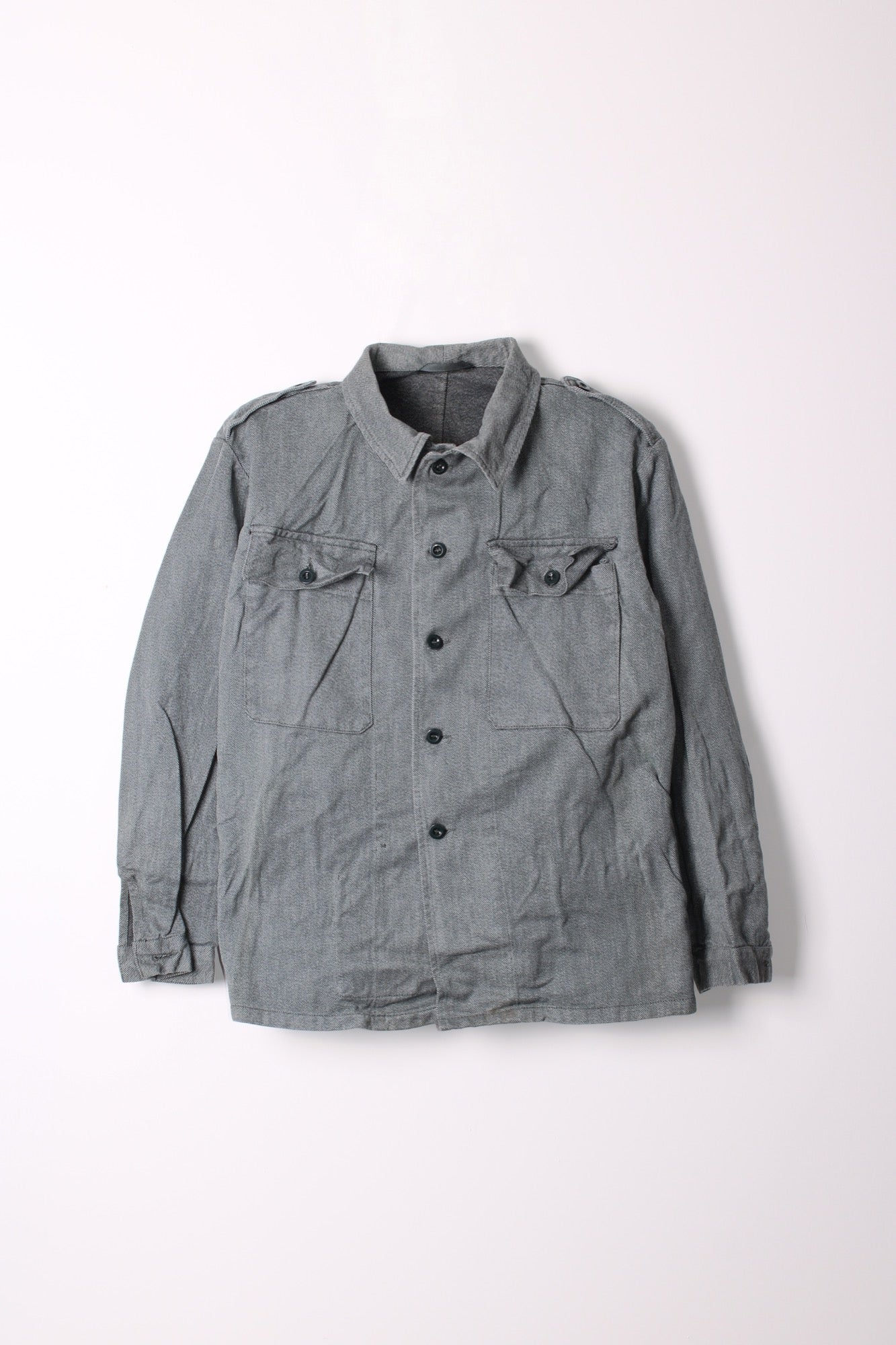 VINTAGE SWISS ARMY DENIM WORK JACKET - L/XL
