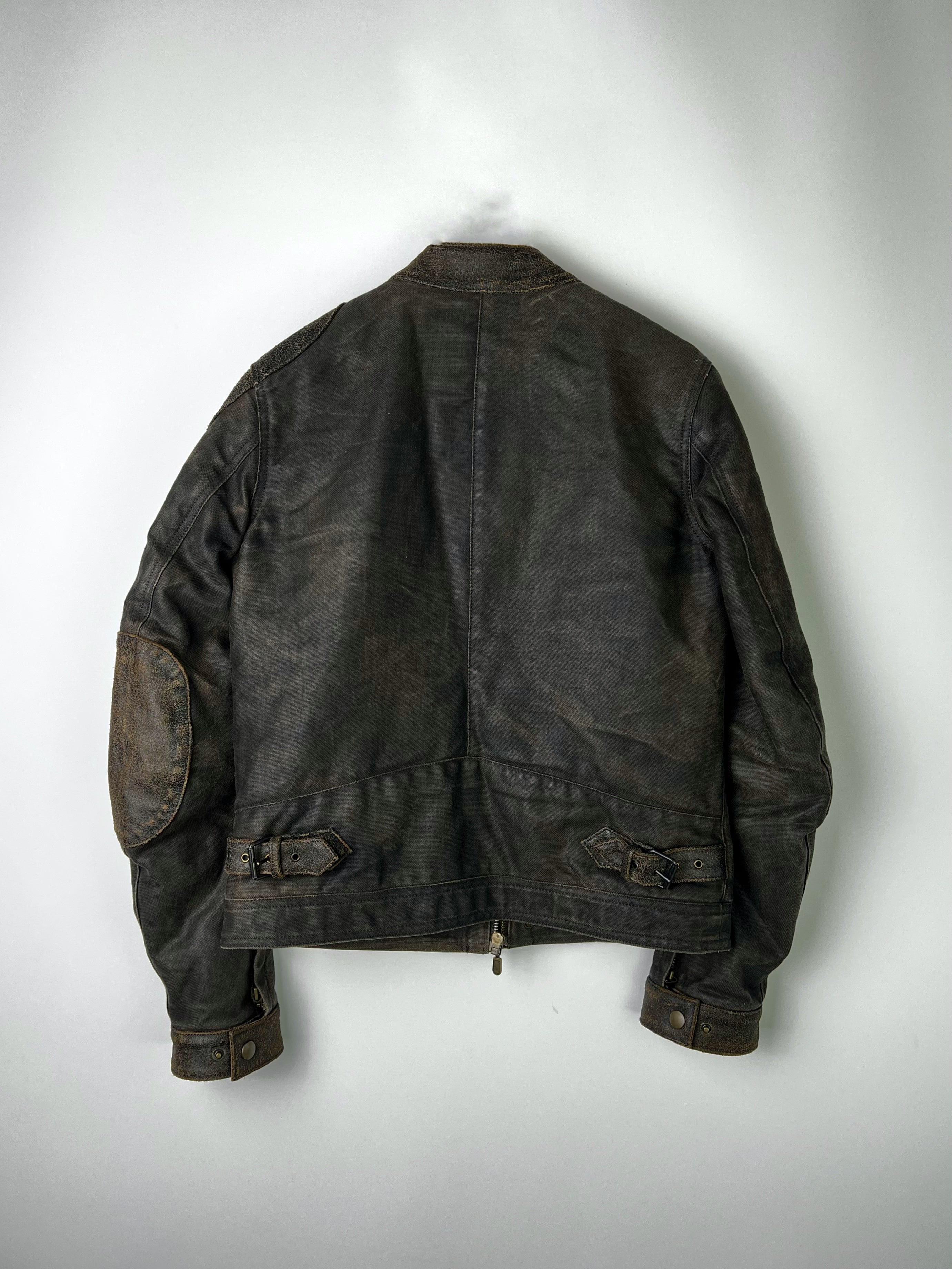 BELSTAFF BLACK PRINCE LEATHER MOTORCYCLE JACKET BROWN - XS/S