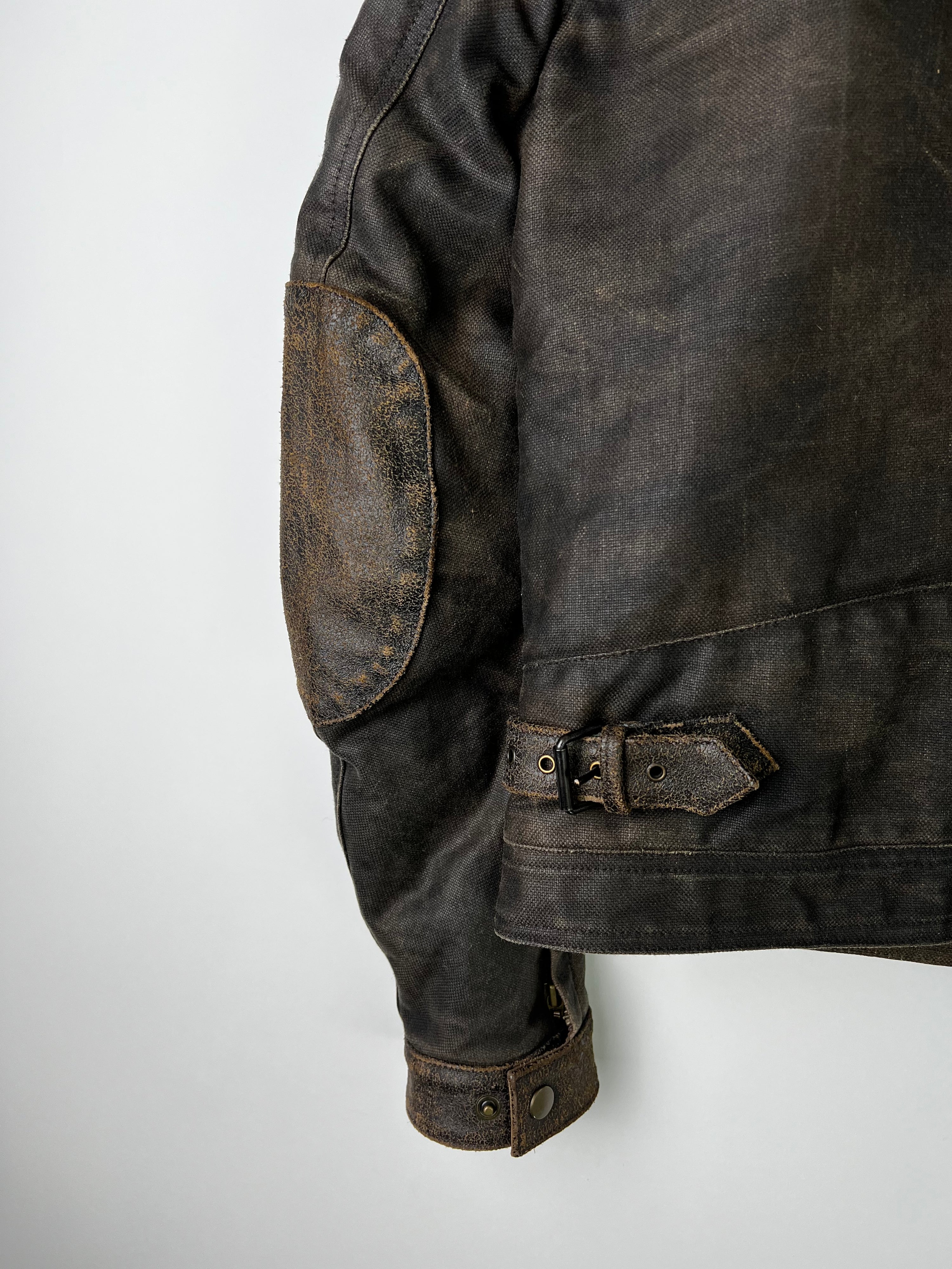 BELSTAFF BLACK PRINCE LEATHER MOTORCYCLE JACKET BROWN - XS/S