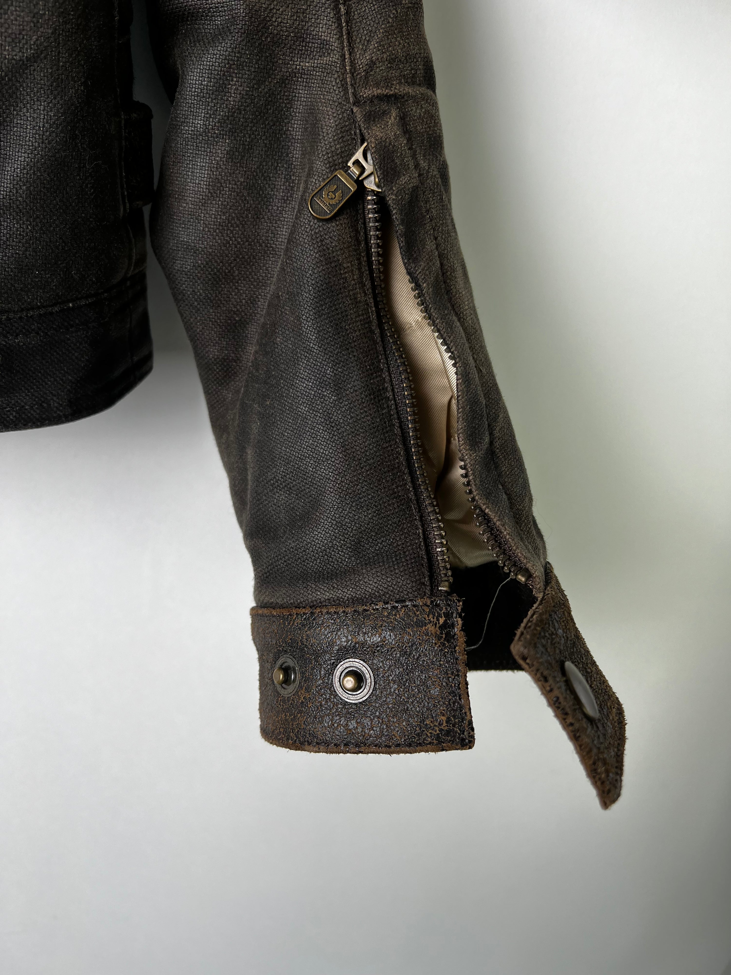 BELSTAFF BLACK PRINCE LEATHER MOTORCYCLE JACKET BROWN - XS/S