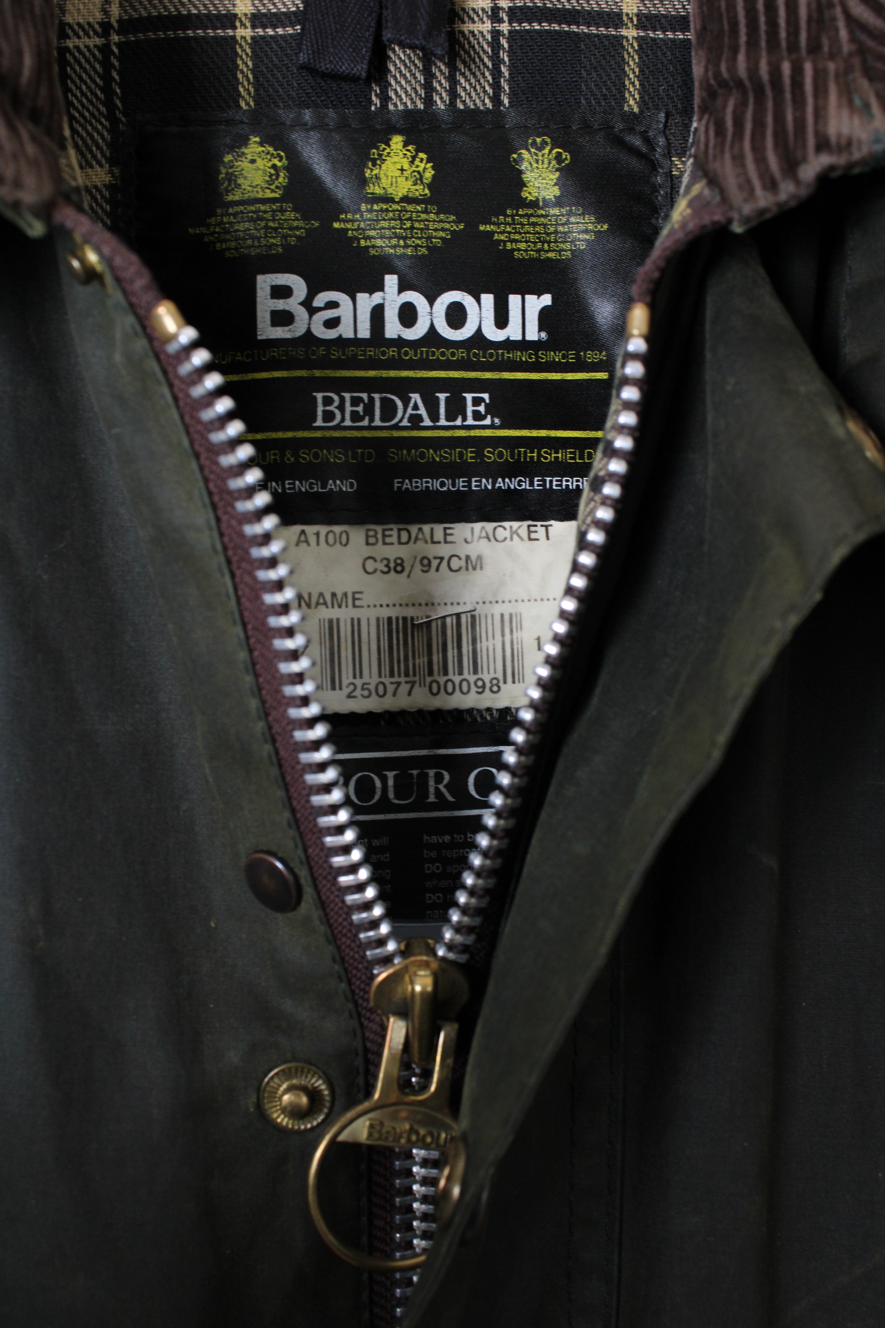 BARBOUR BEDALE WAXED JACKET GREEN - S/M