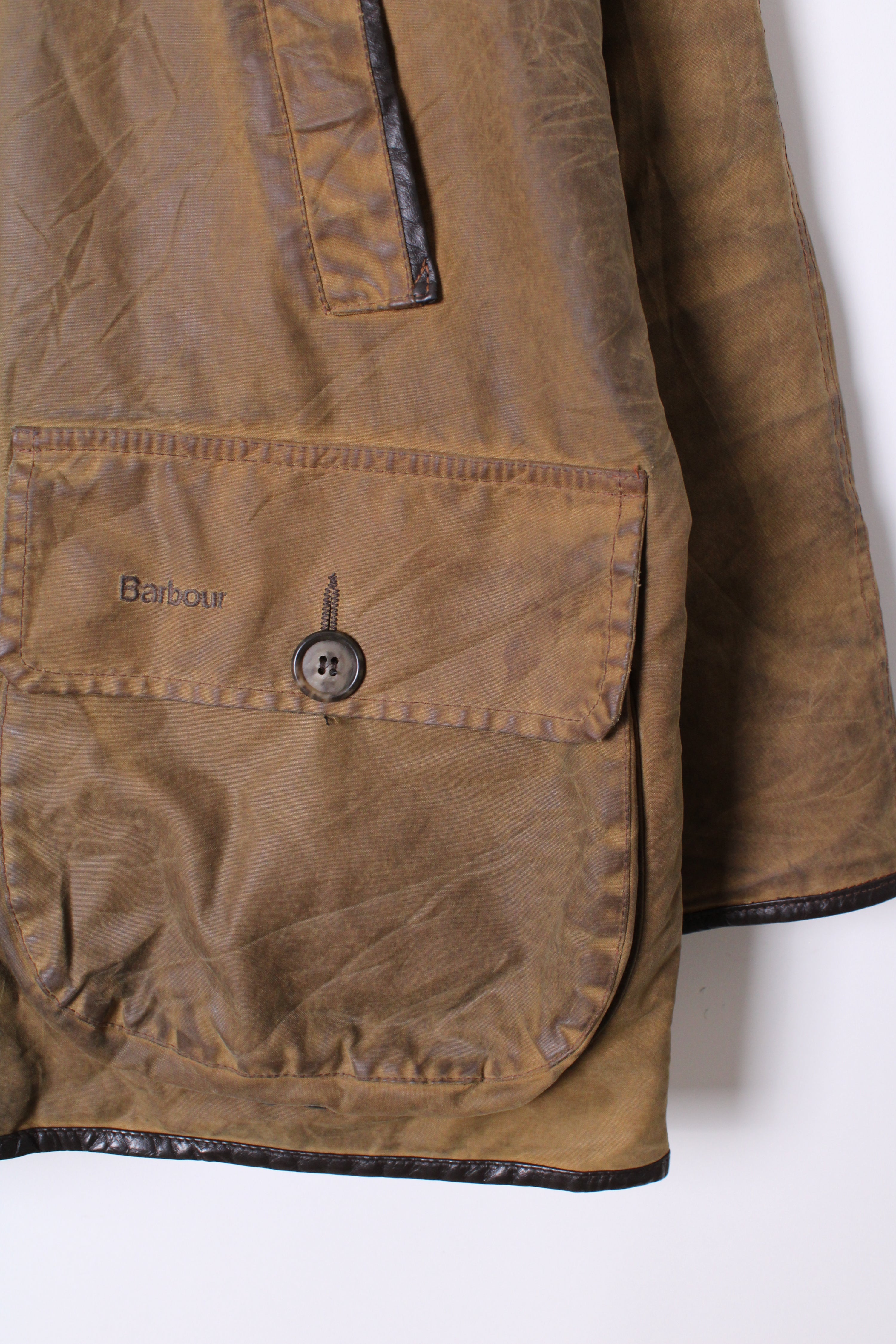 BARBOUR BEAUCHAMP VINTAGE WAXED COAT BROWN - L/XL