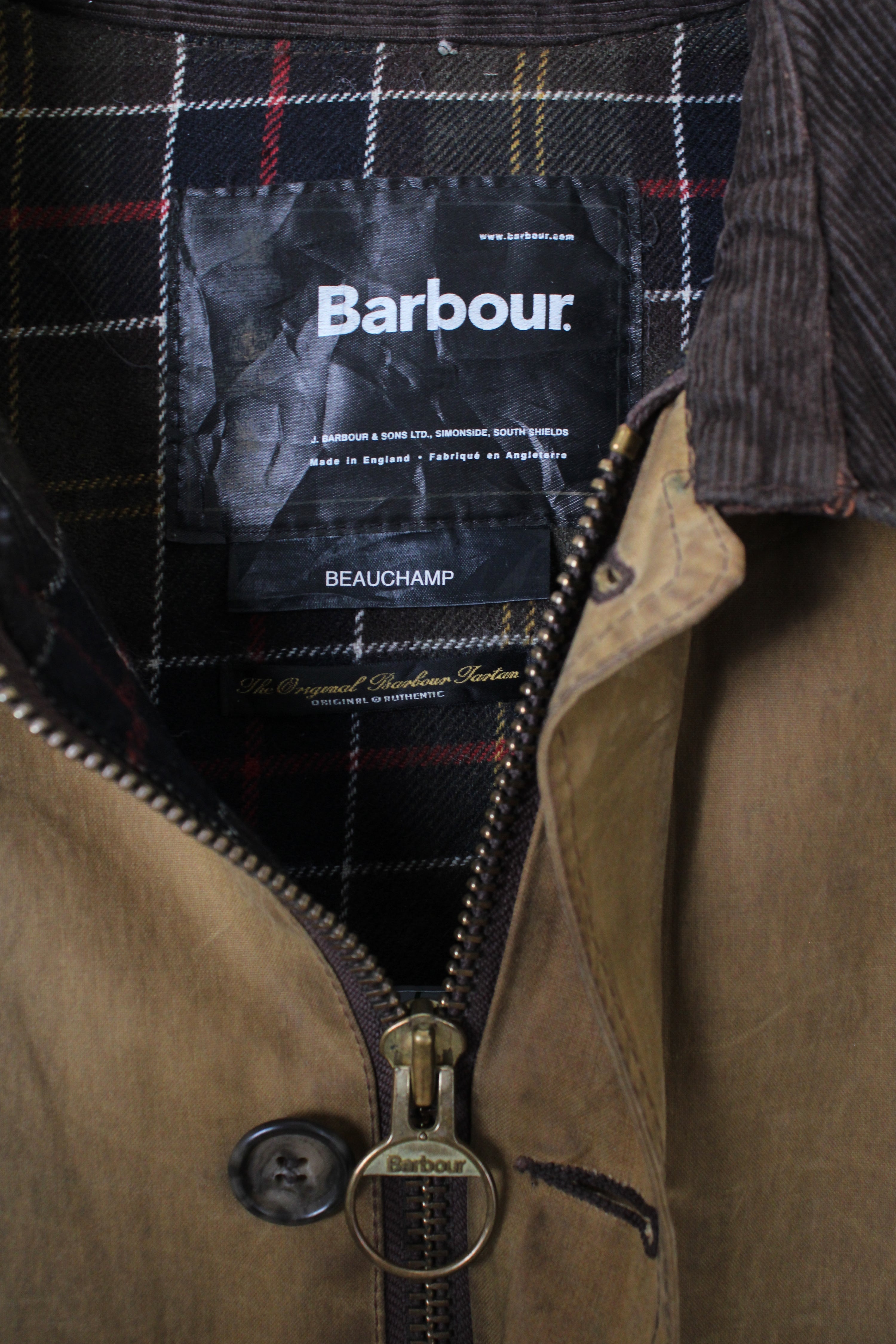 BARBOUR BEAUCHAMP VINTAGE WAXED COAT BROWN - L/XL