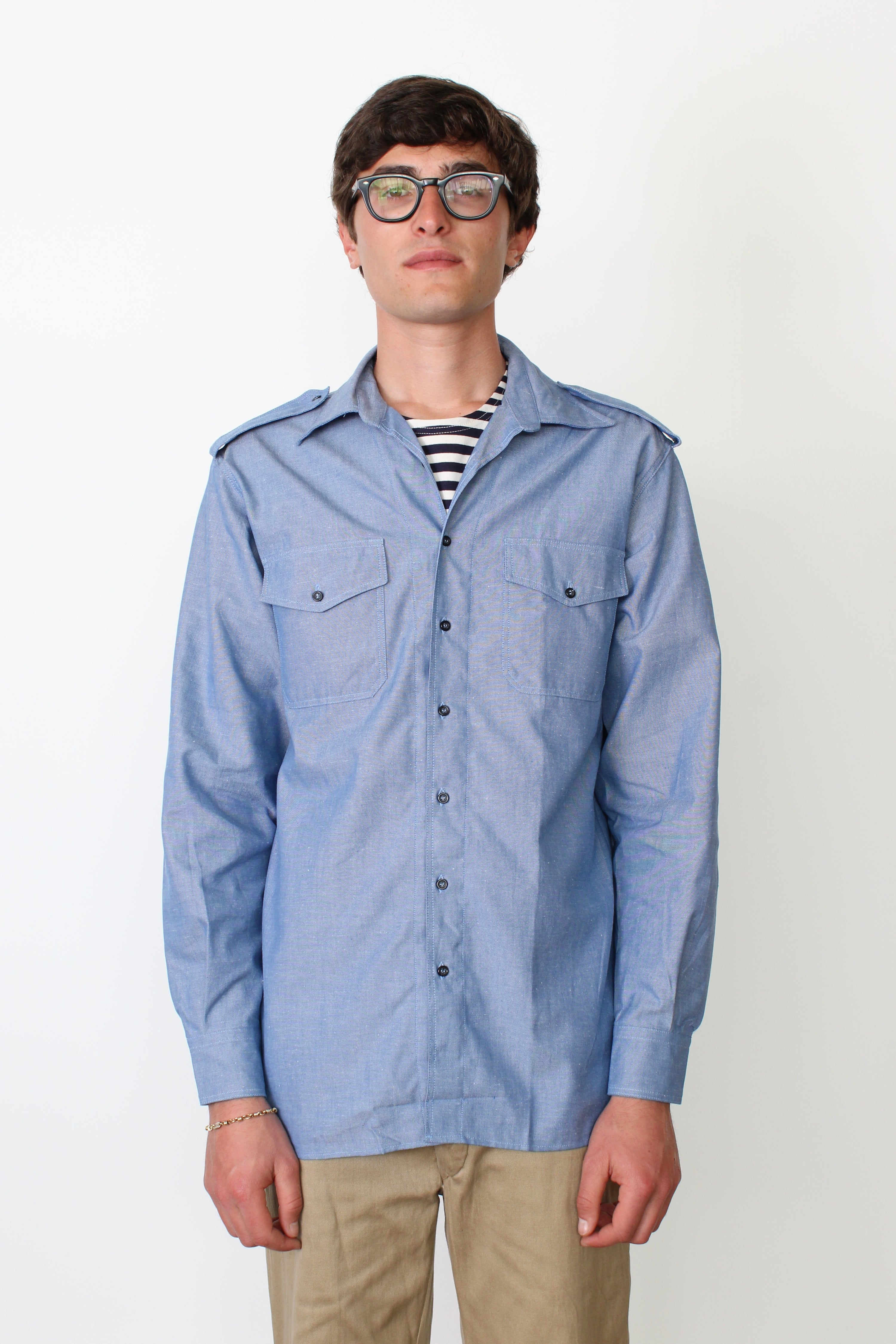 VINTAGE MARINA ITALIANA CHAMBRAY SHIRT LIGHT BLUE