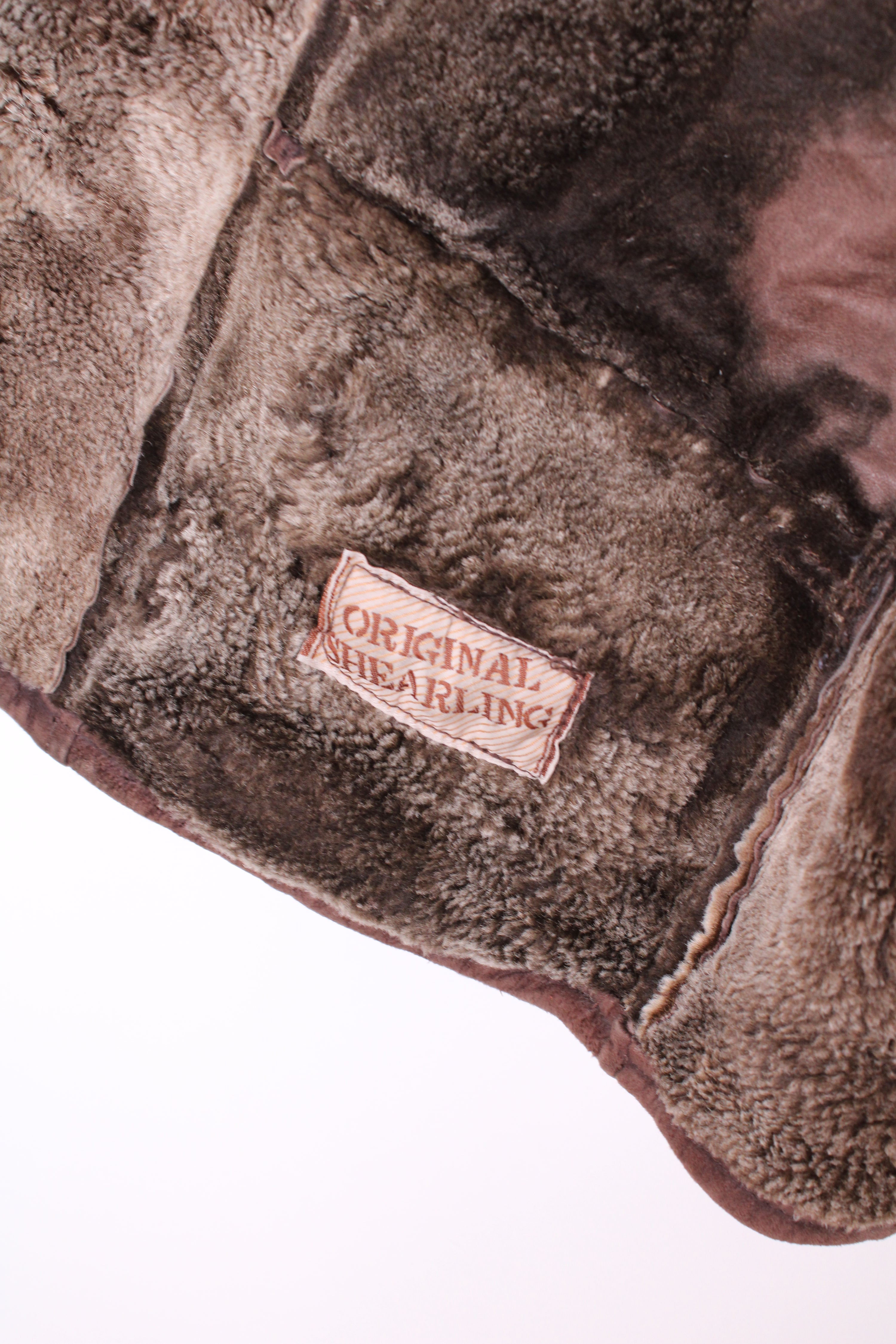VINTAGE FIREMAN LEATHER SHEARLING COAT BROWN - M/L