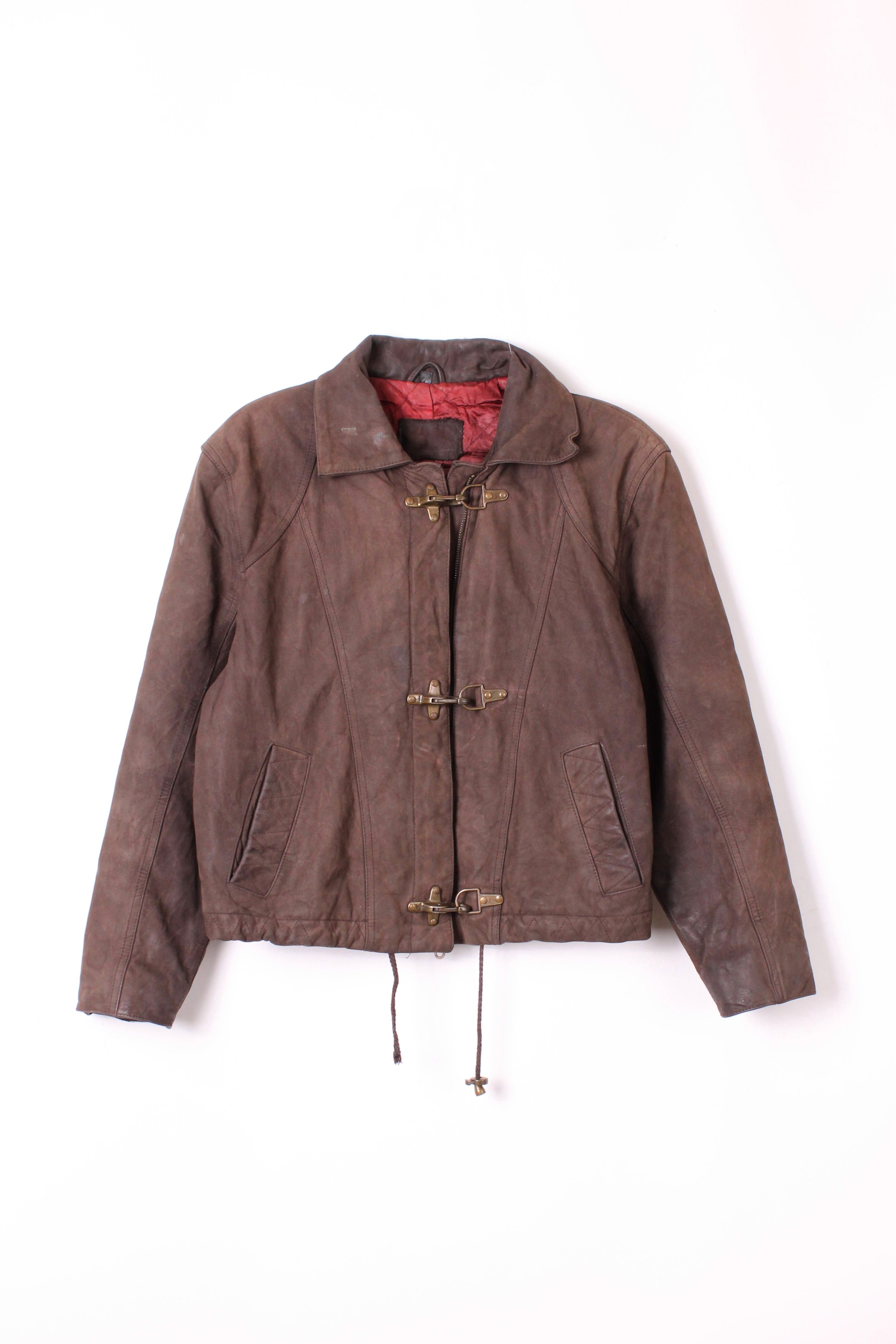 VINTAGE FIREMAN LEATHER JACKET BROWN - S/M