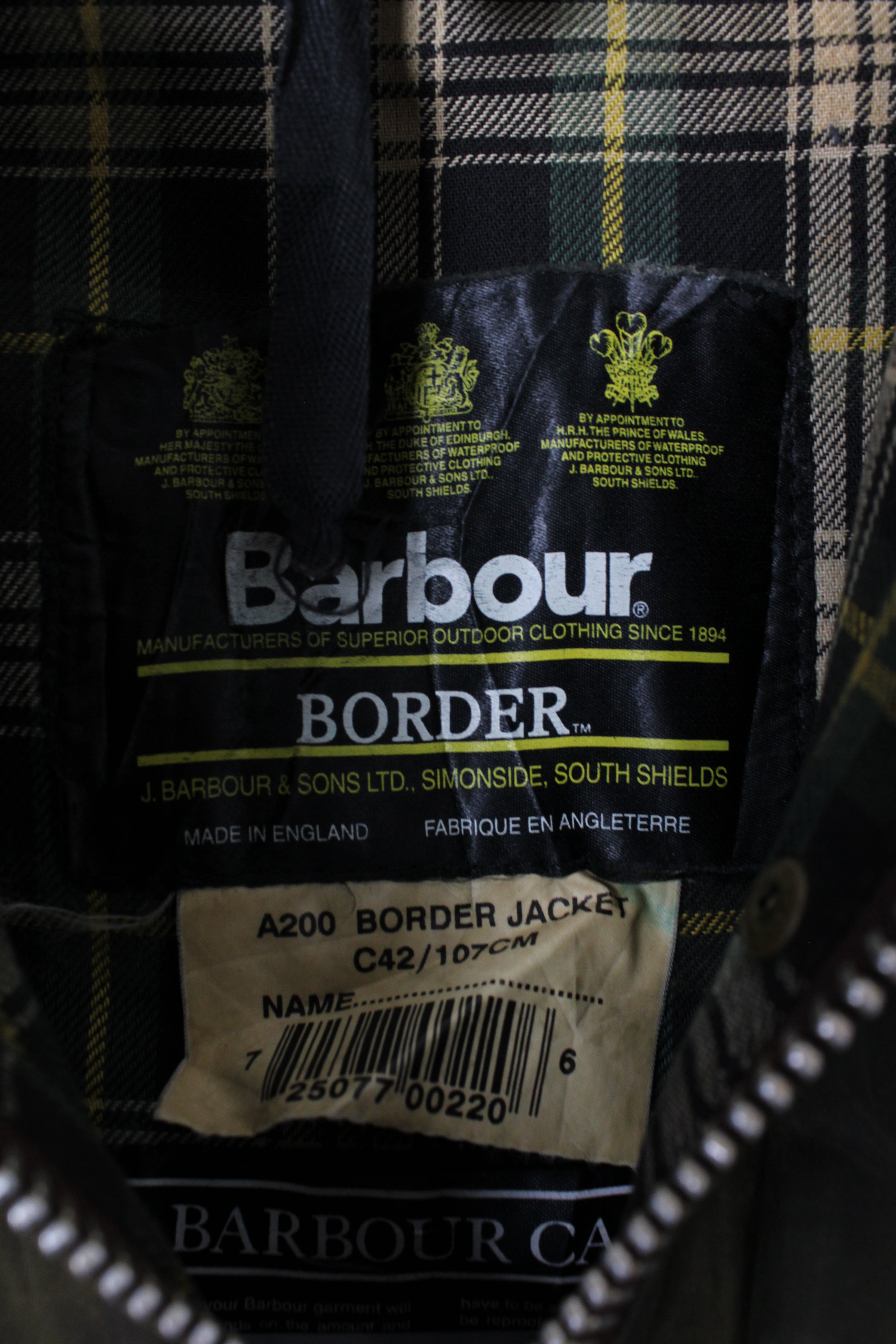 BARBOUR BORDER WAXED JACKET GREEN - M/L