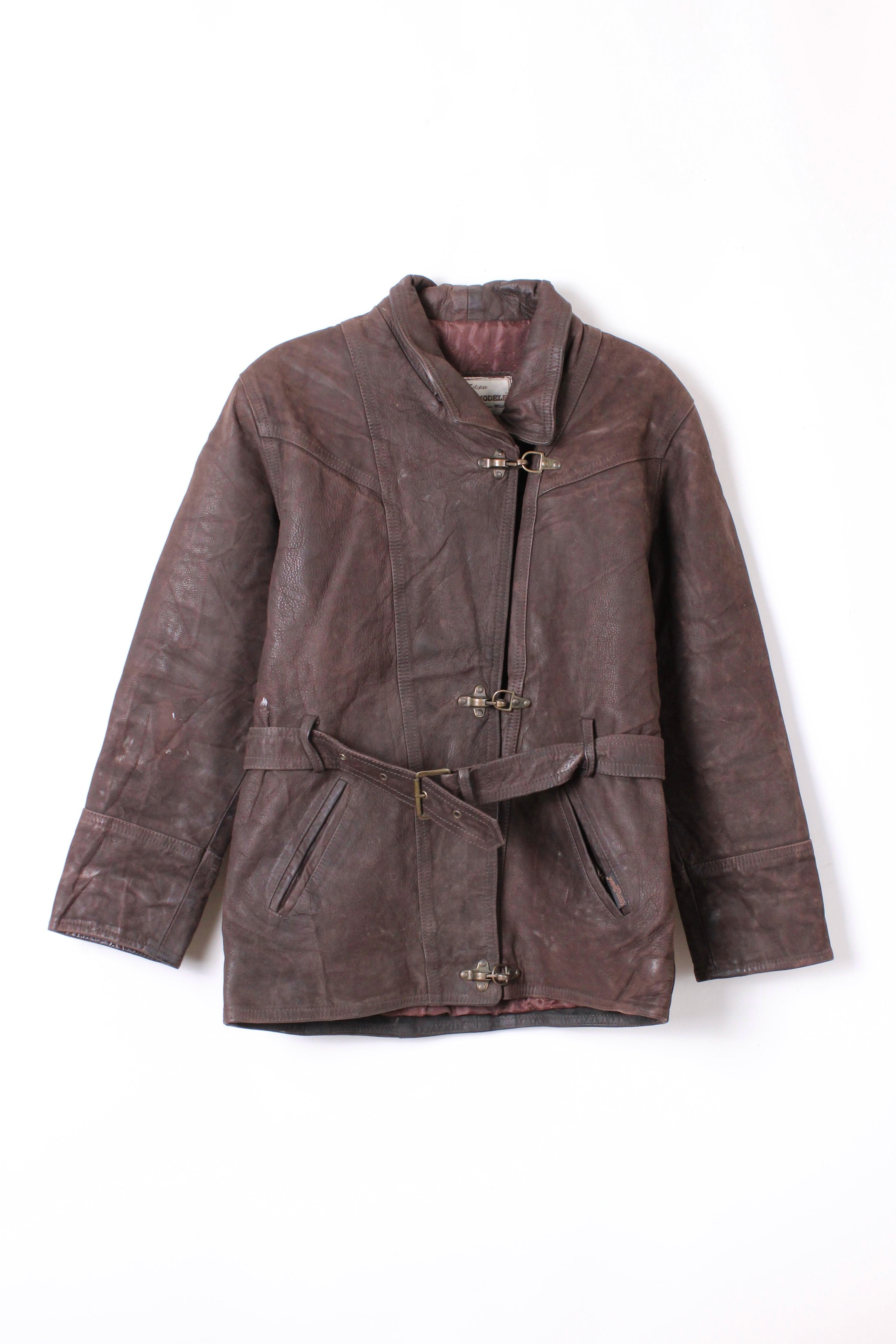 VINTAGE FIREMAN LEATHER JACKET BROWN - XS/S