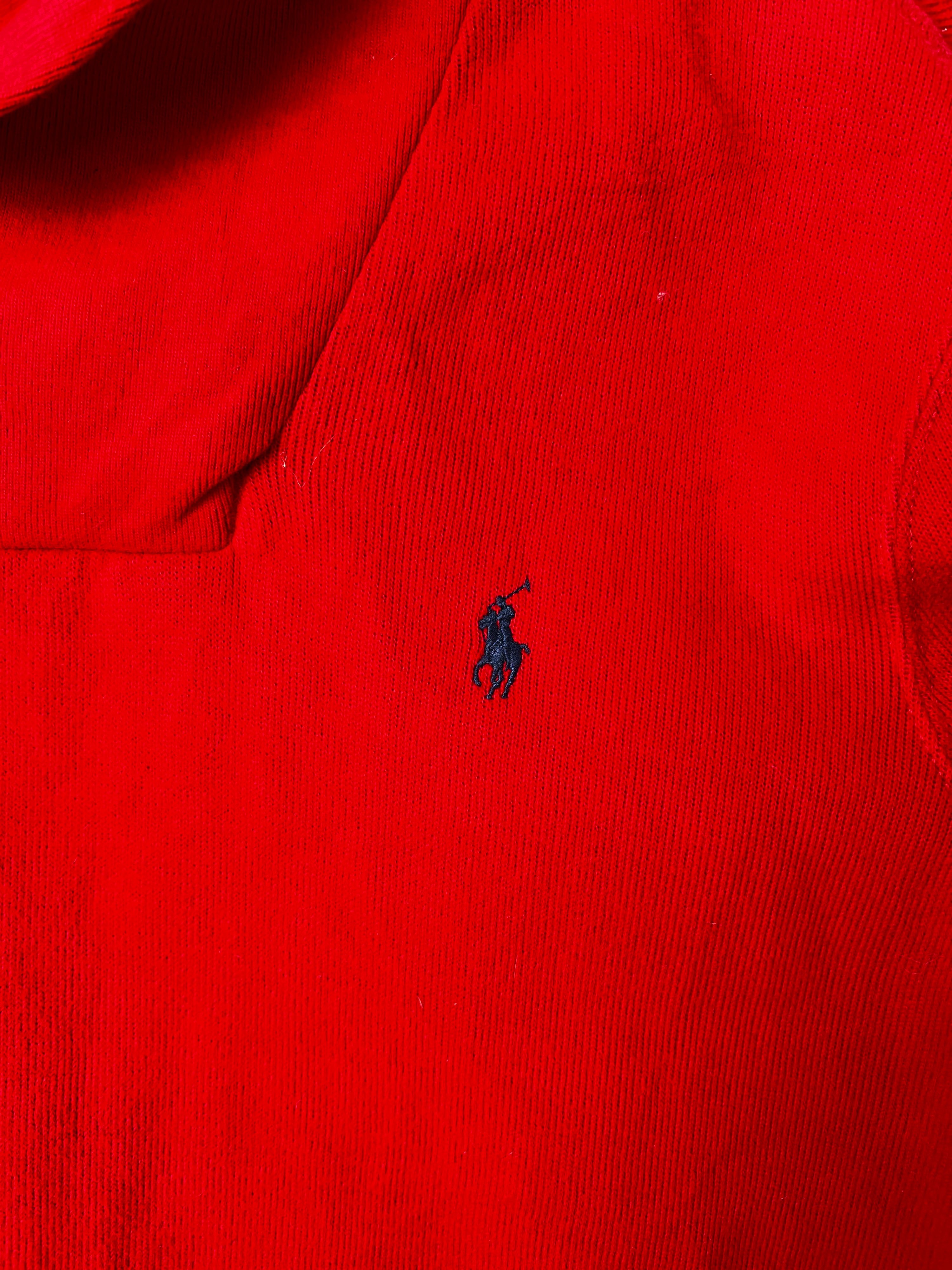 RALPH LAUREN COTTON SWEATER SHAWL COLLAR RED - L