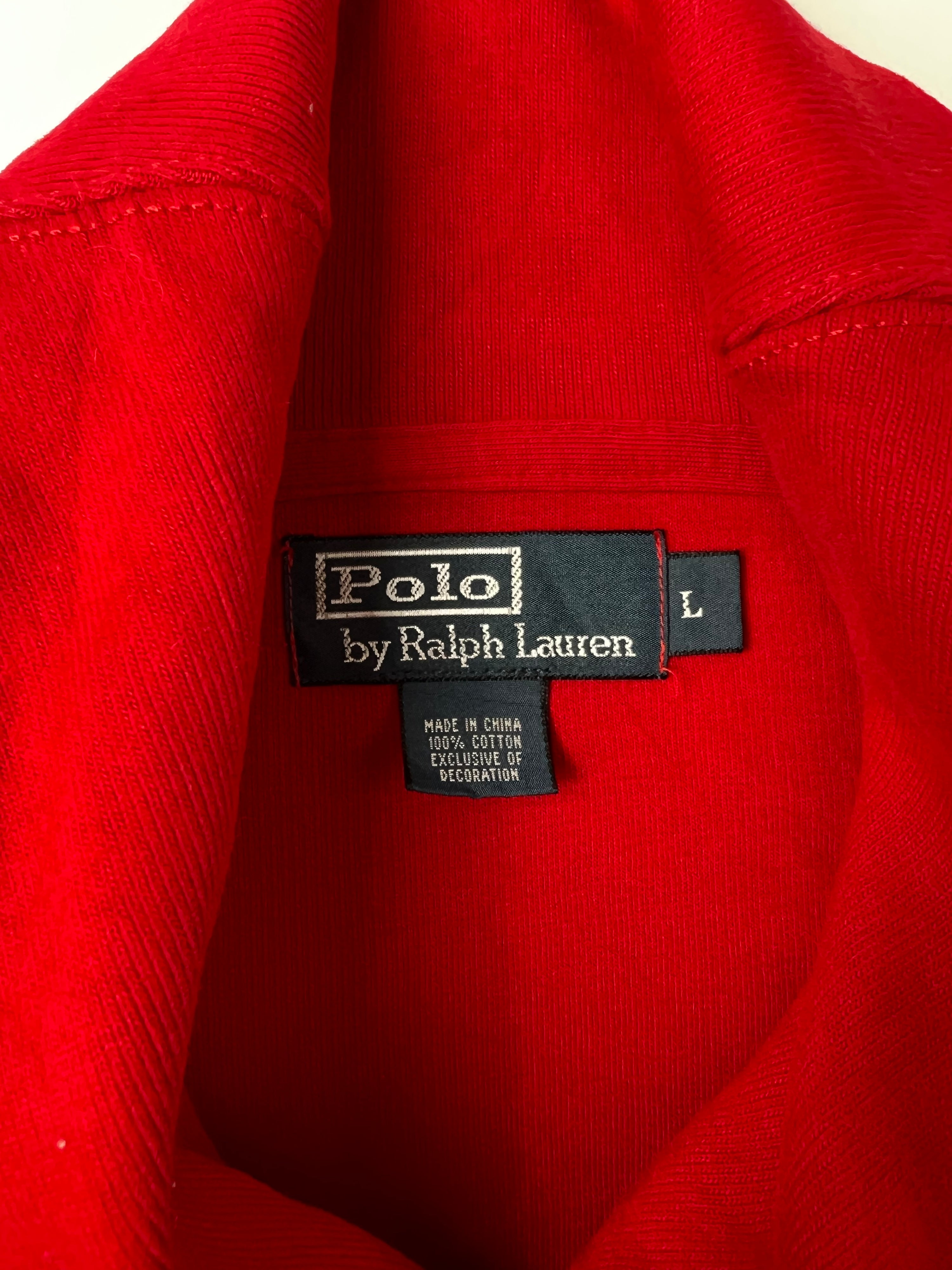 RALPH LAUREN COTTON SWEATER SHAWL COLLAR RED - L