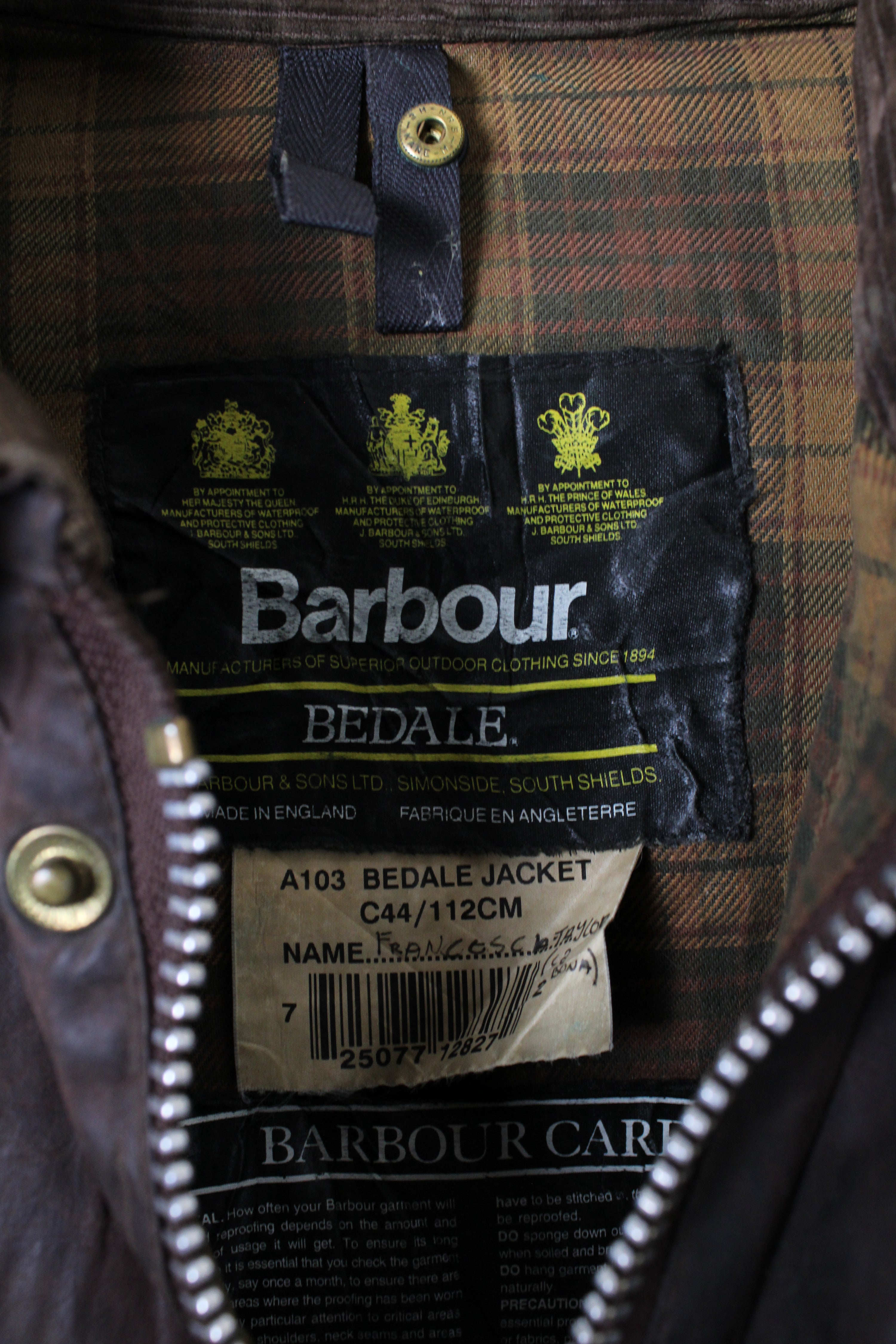 BARBOUR BEDALE WAXED JACKET RUSTIC BROWN - M/L