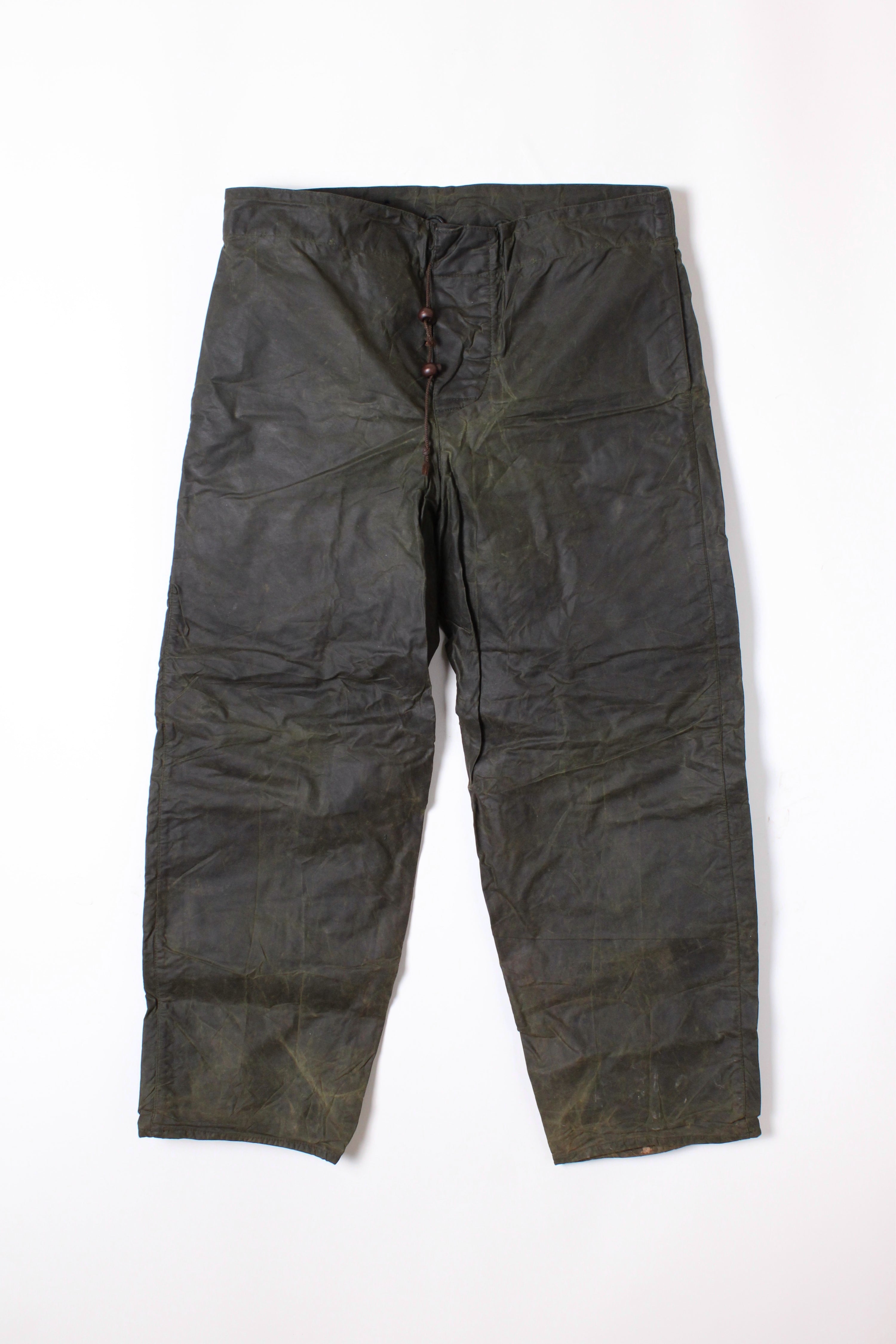 BARBOUR WAXED LINED COTTON OVERPANTS GREEN - M
