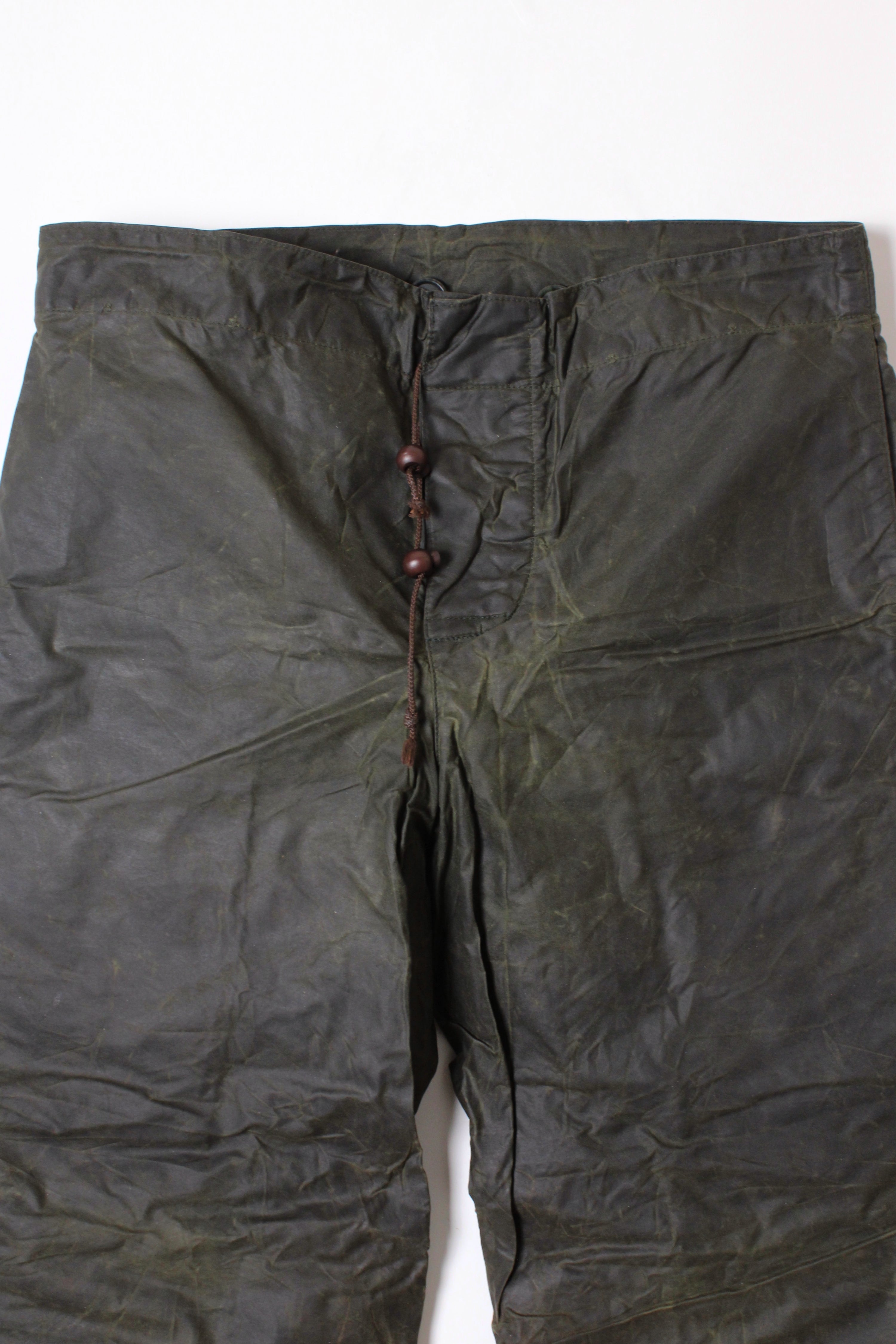 BARBOUR WAXED LINED COTTON OVERPANTS GREEN - M