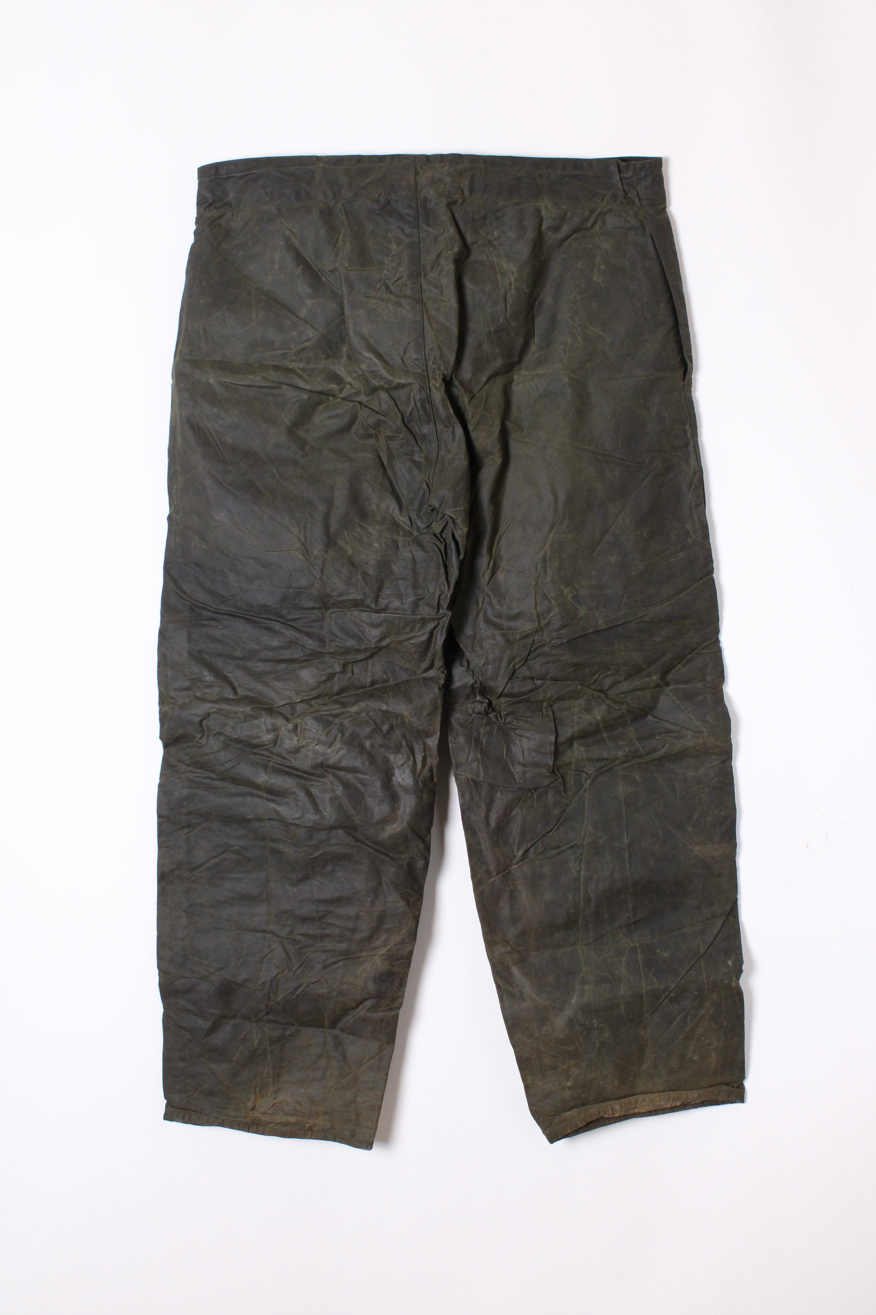BARBOUR WAXED LINED COTTON OVERPANTS GREEN - M