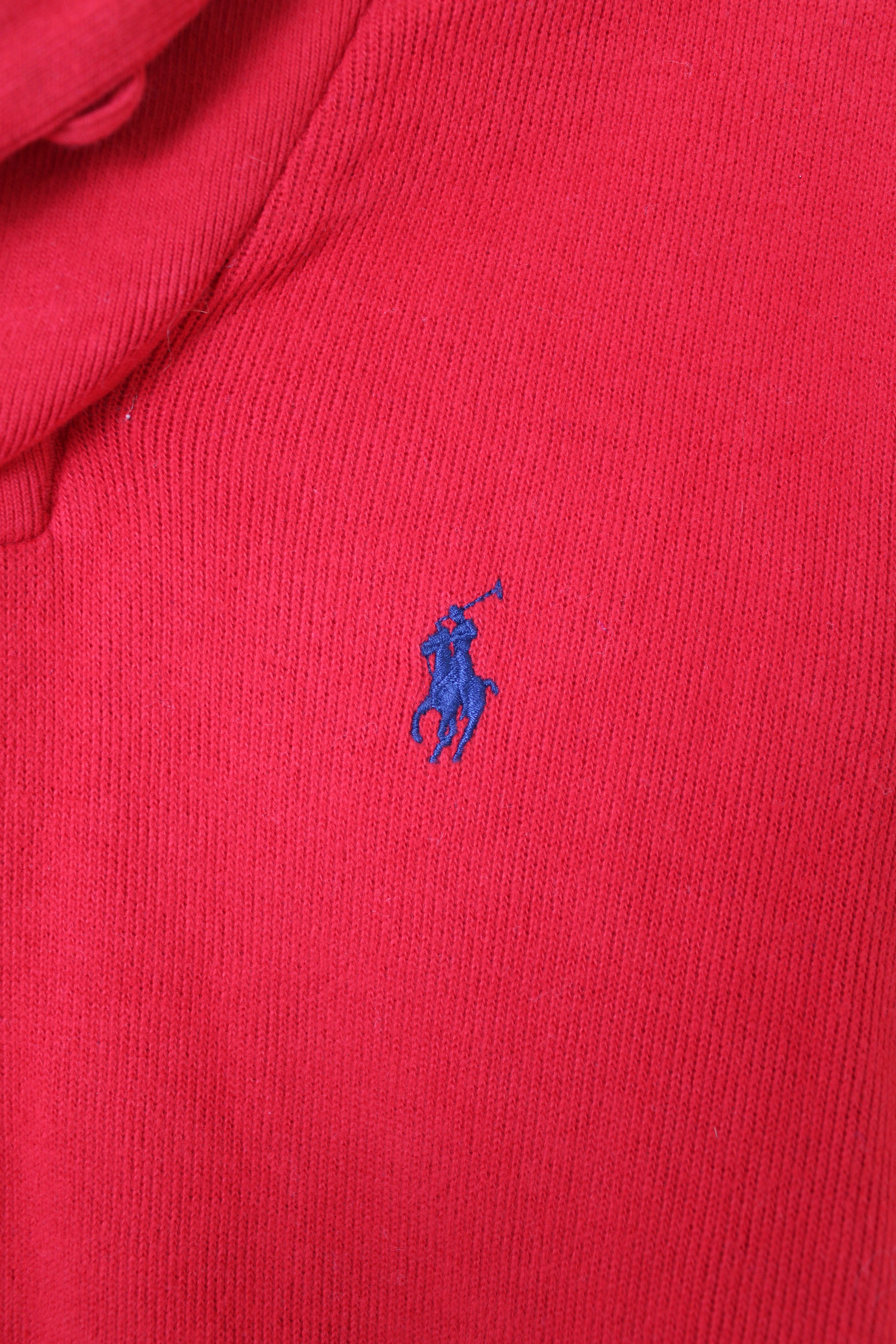 RALPH LAUREN COTTON SWEATER SHAWL COLLAR RED - L