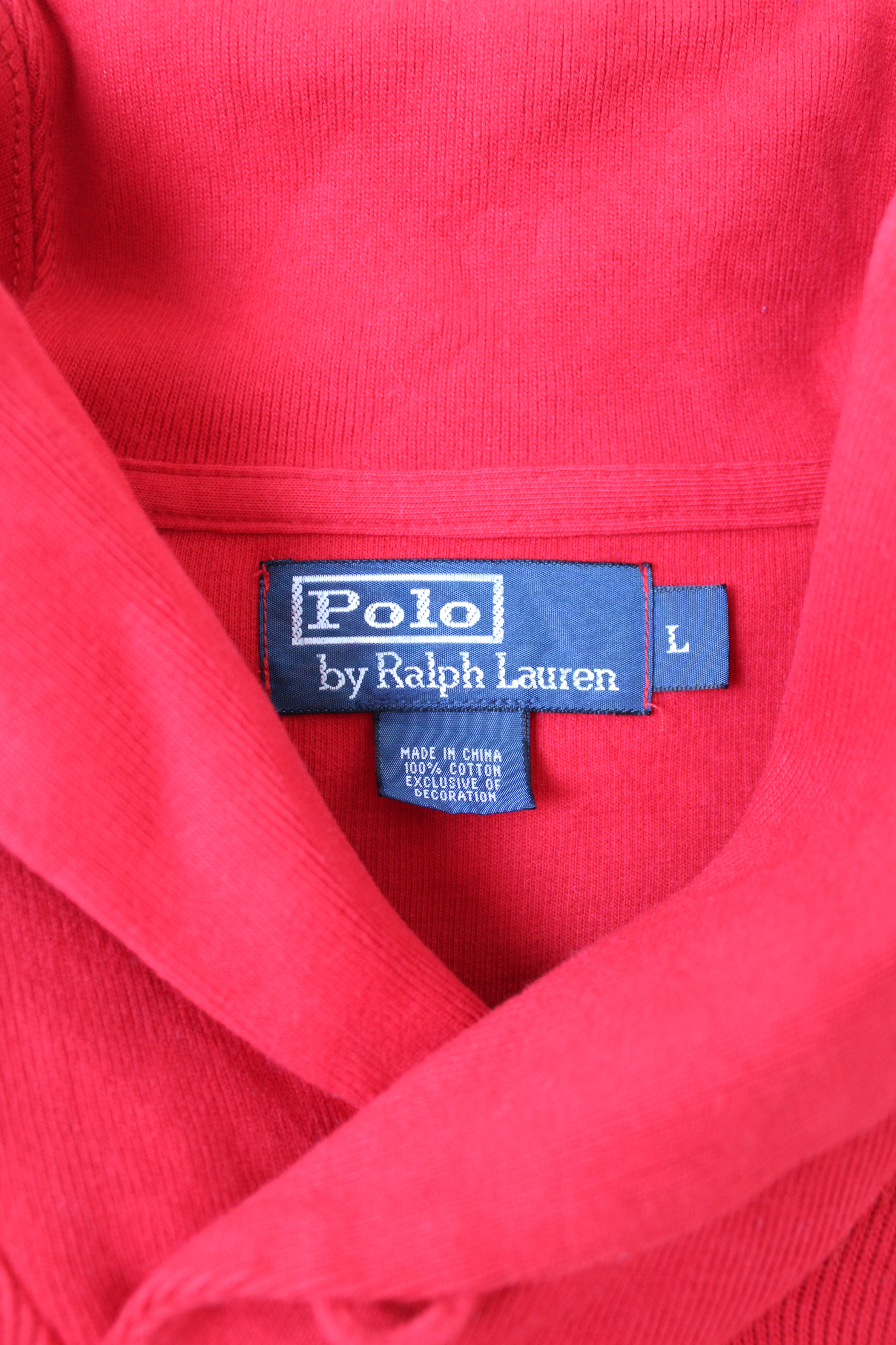 RALPH LAUREN COTTON SWEATER SHAWL COLLAR RED - L