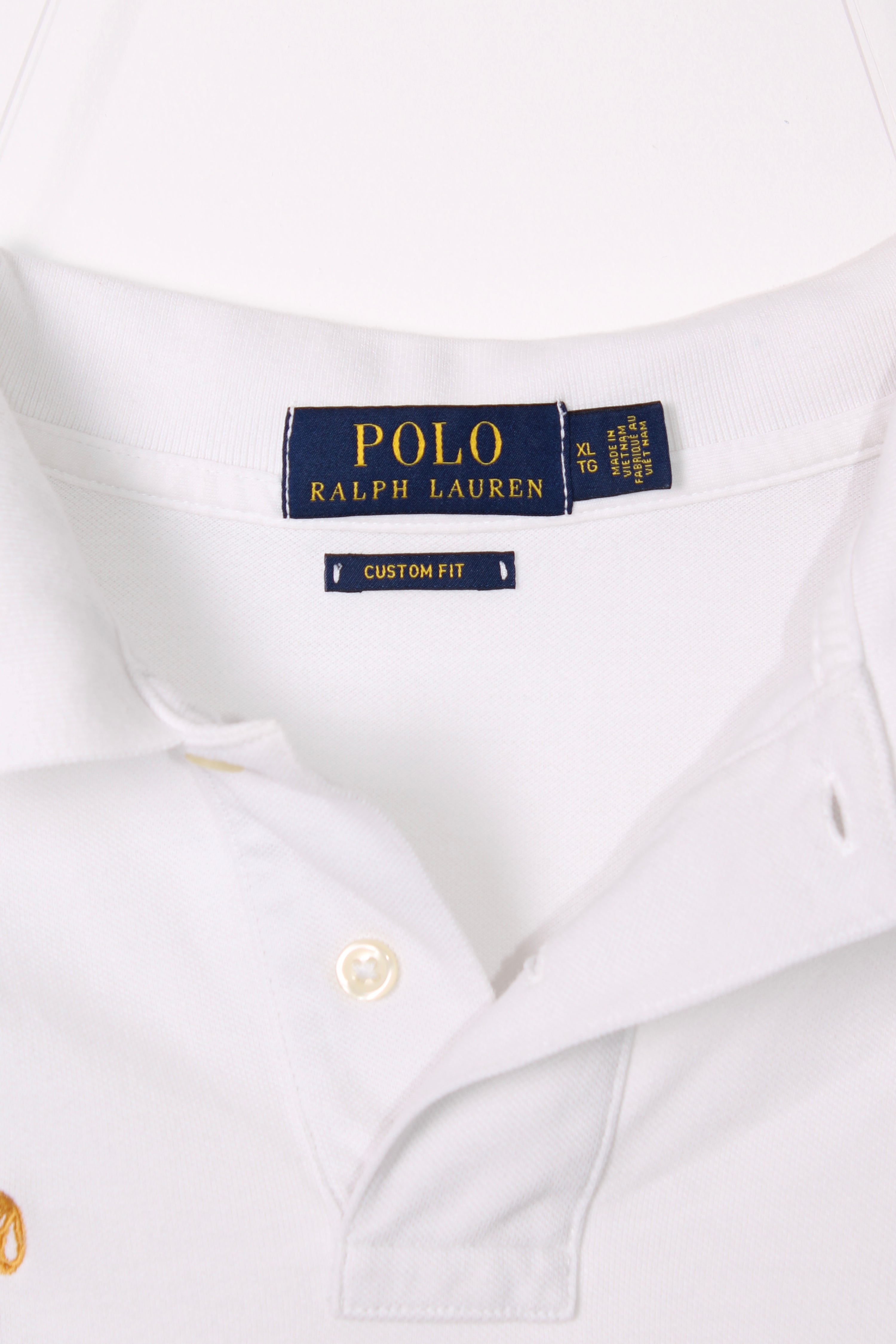 RALPH LAUREN POLO SHIRT WHITE BIG EMBROIDERY - XL