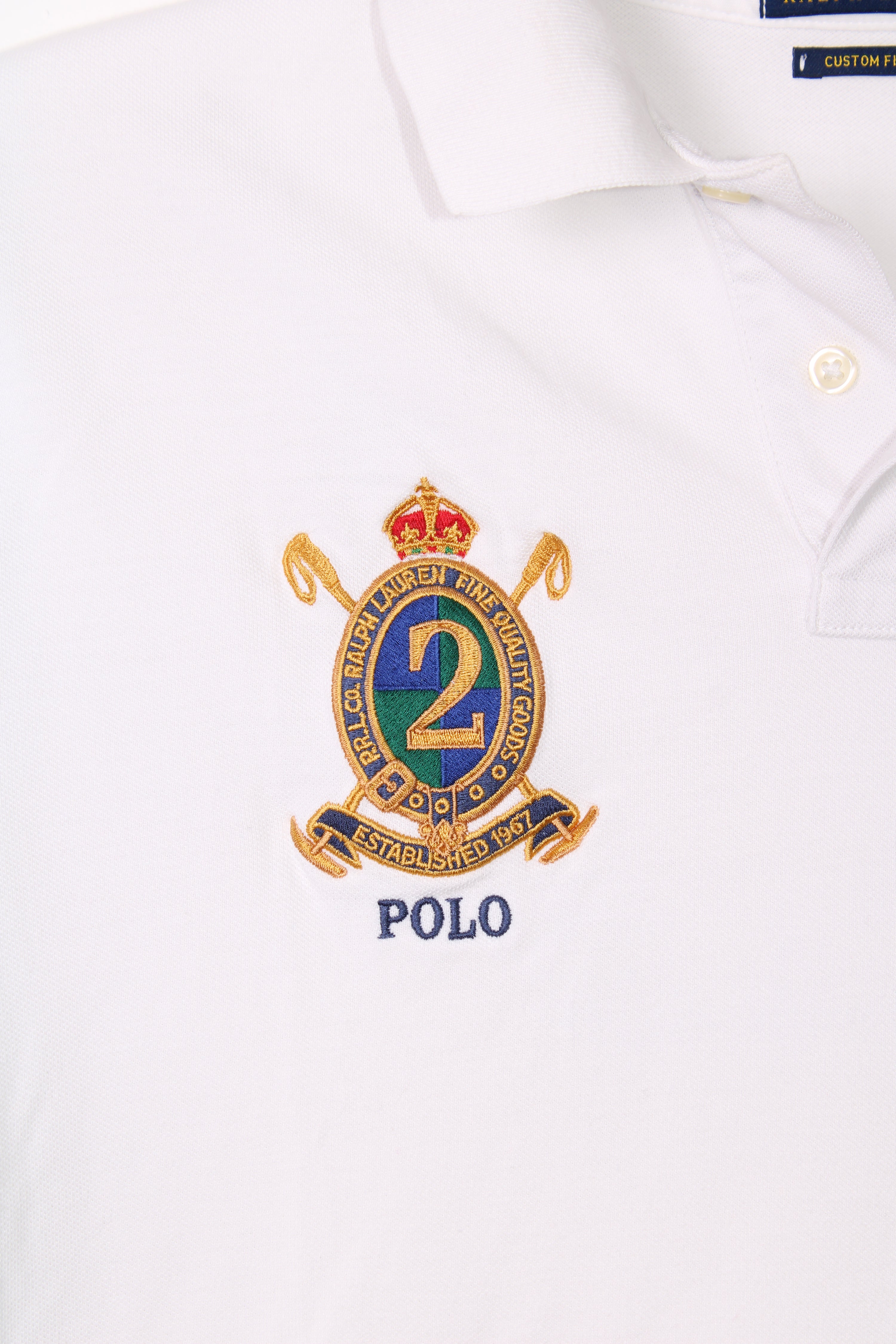 RALPH LAUREN POLO SHIRT WHITE BIG EMBROIDERY - XL