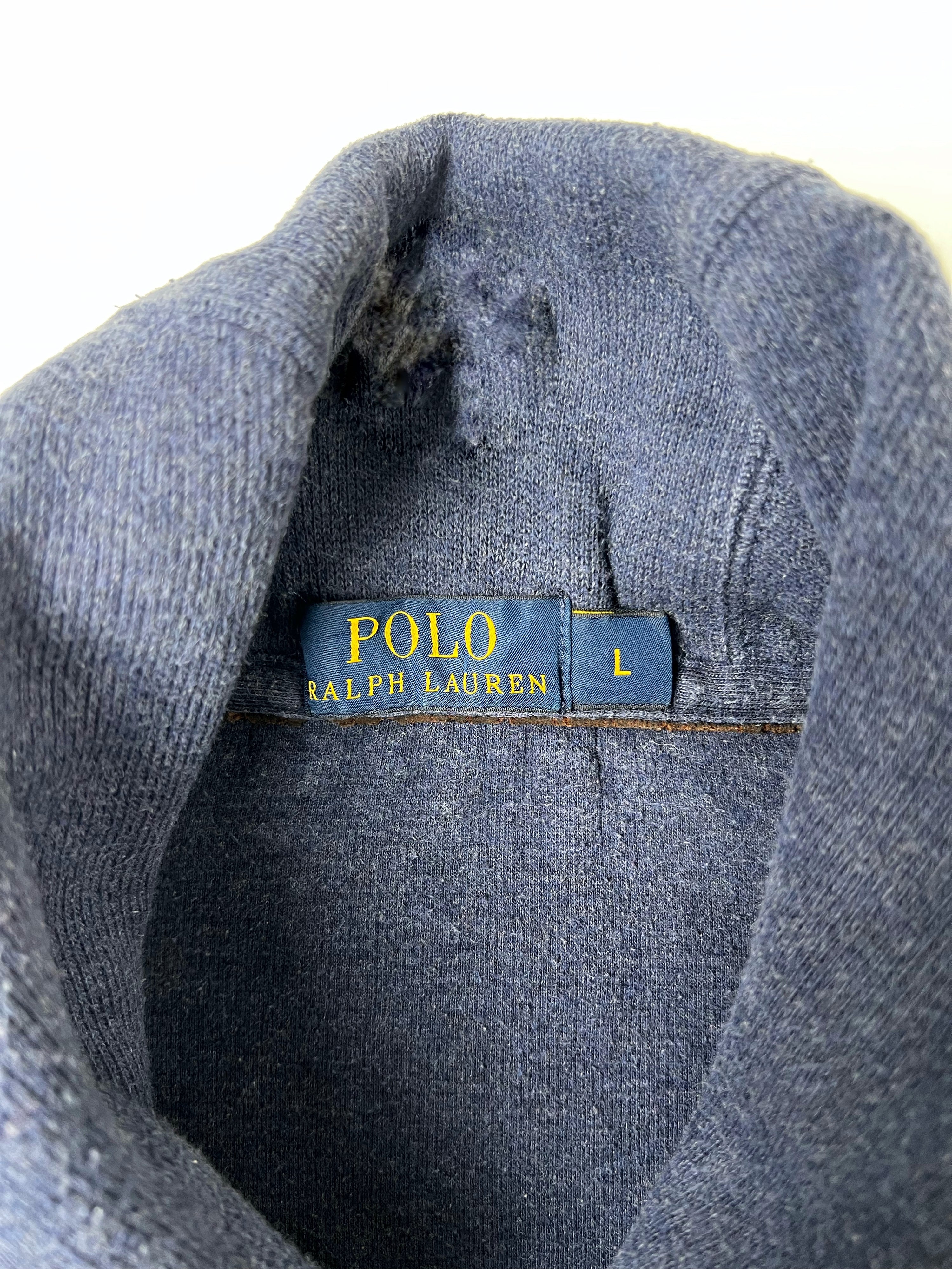 RALPH LAUREN COTTON SWEATER SHAWL COLLAR BLUE - L