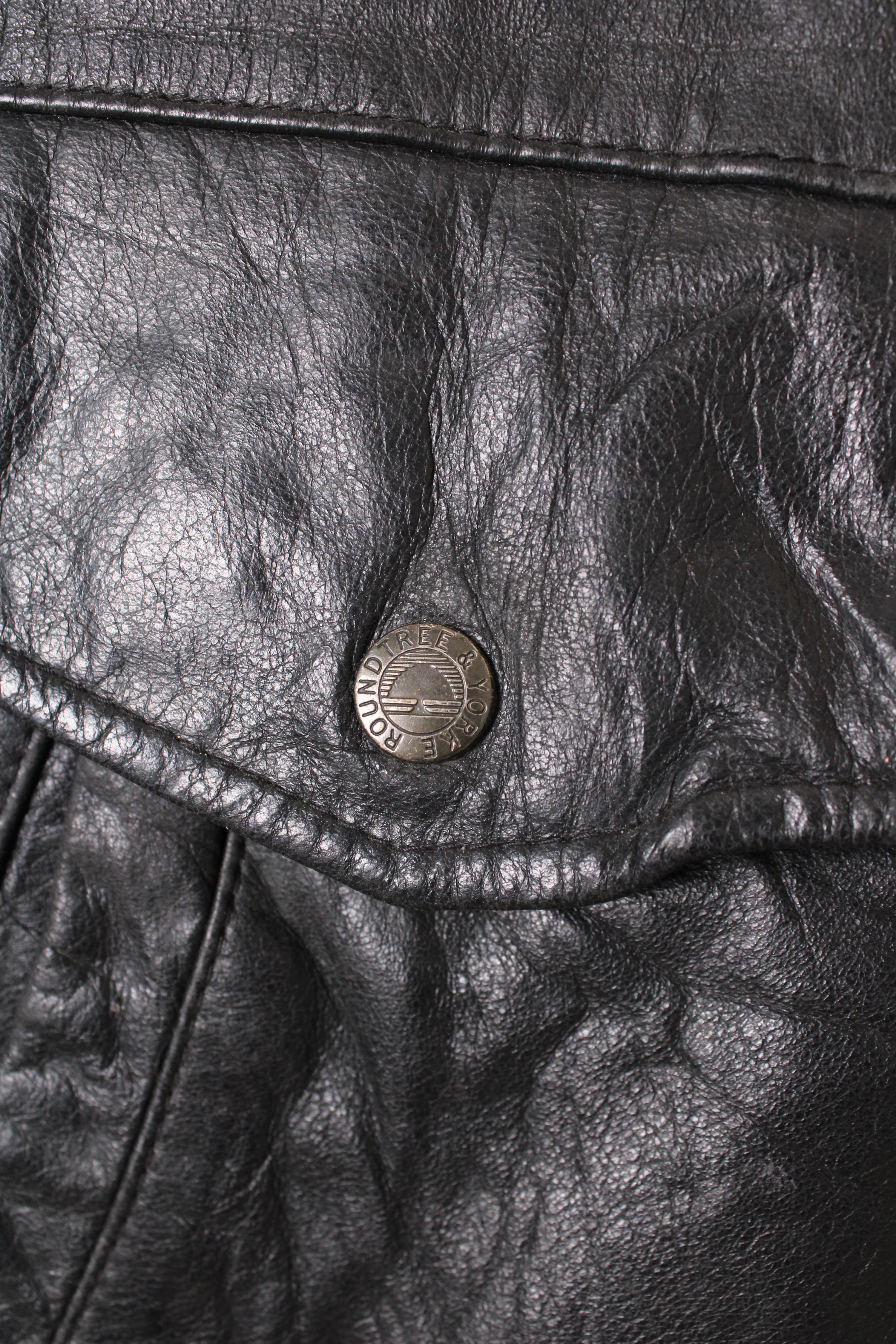 VINTAGE BOMBER LEATHER FLIGHT JACKET BLACK - L