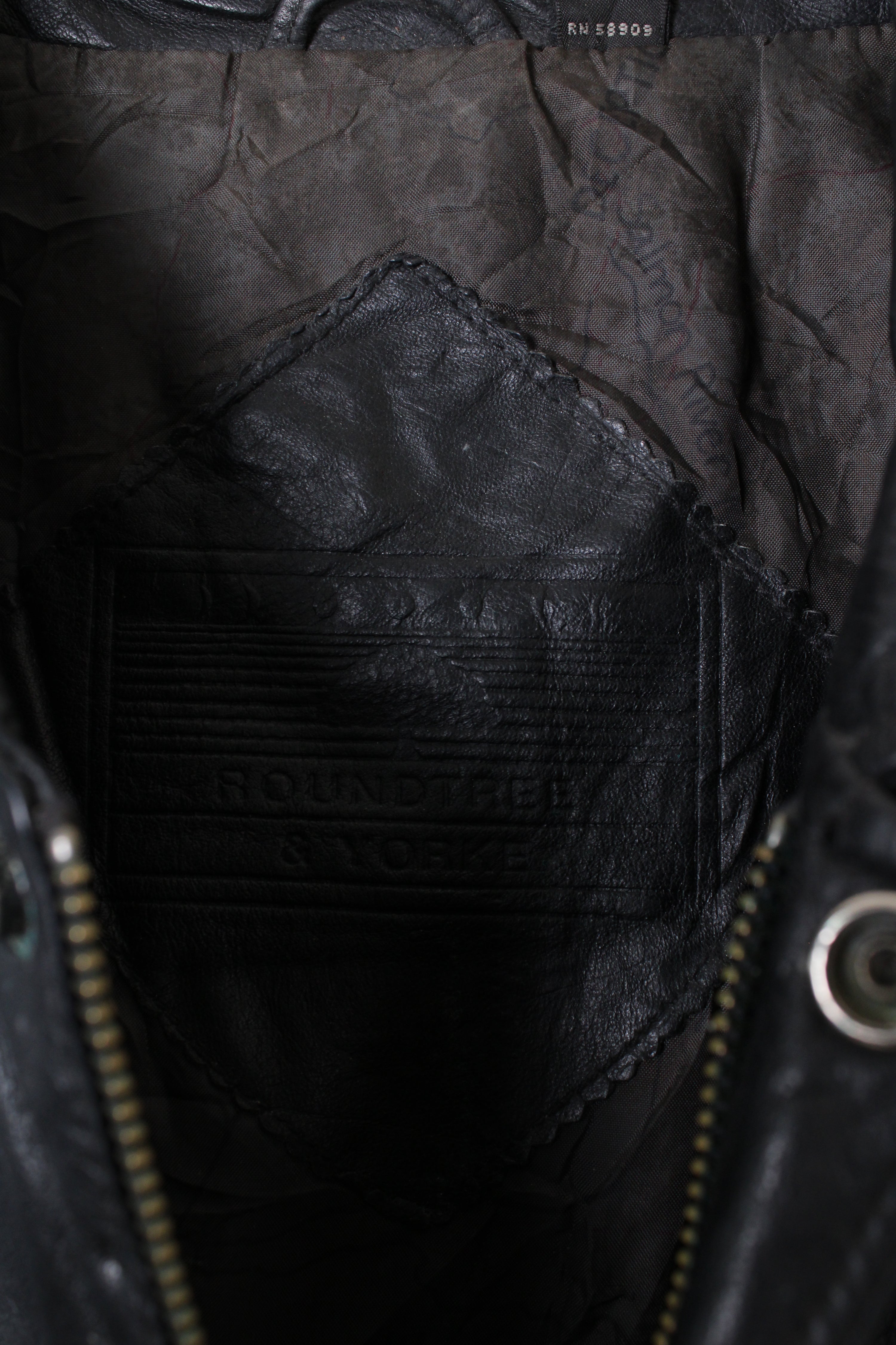 VINTAGE BOMBER LEATHER FLIGHT JACKET BLACK - L