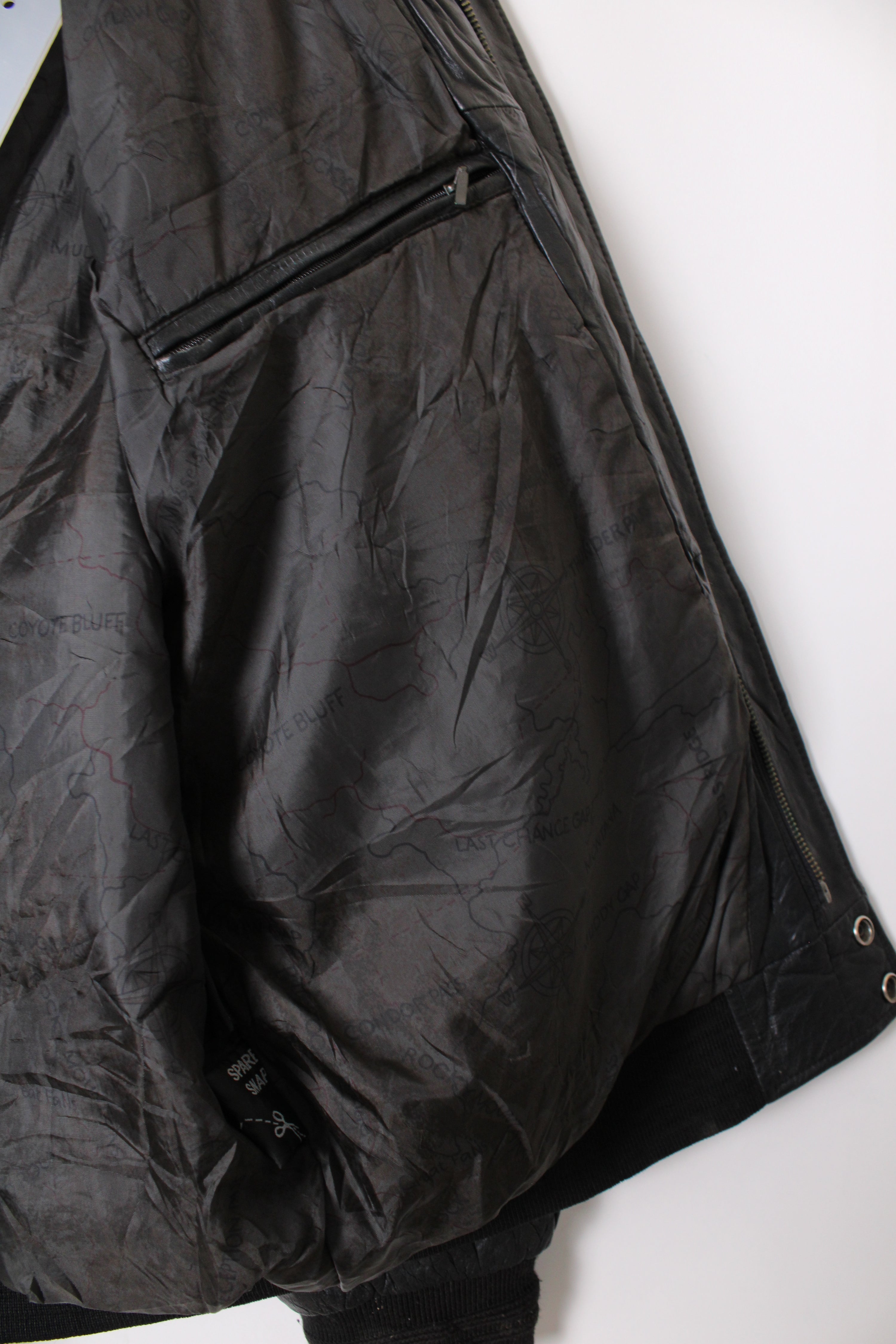 VINTAGE BOMBER LEATHER FLIGHT JACKET BLACK - L