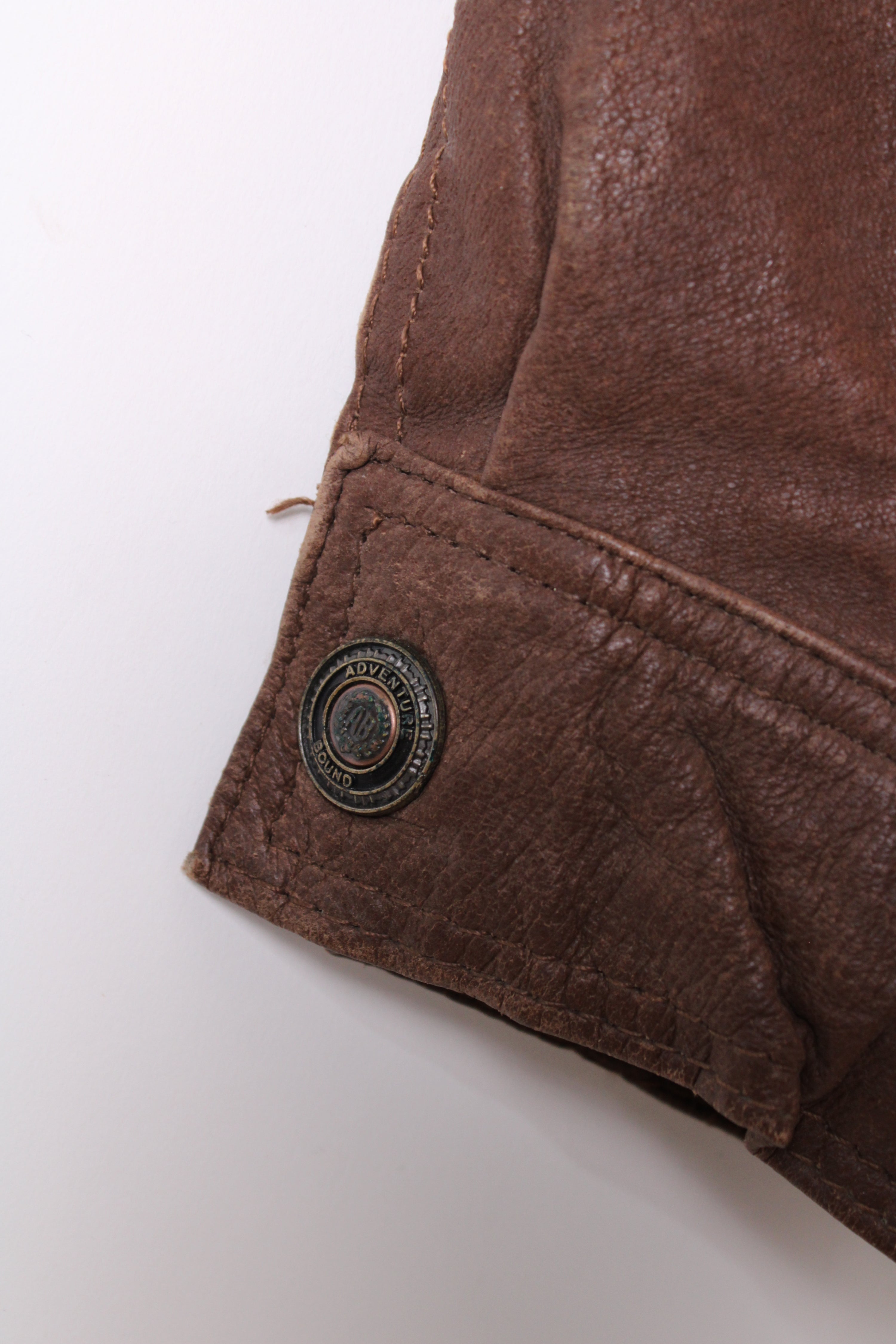 VINTAGE LEATHER BOMBER JACKET BROWN - XL