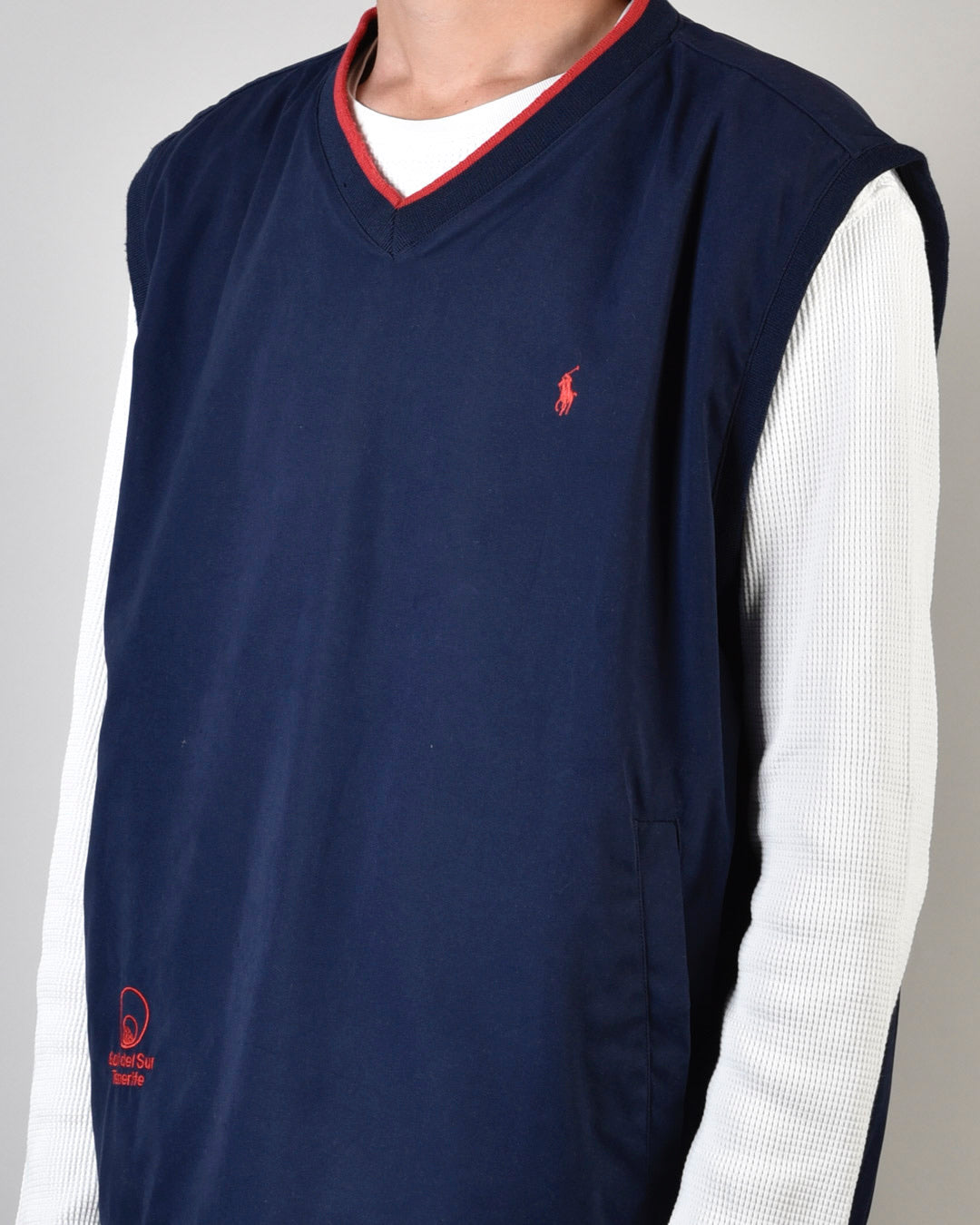 POLO GOLF VINTAGE V NECK WINDBREAKER VEST BLUE - XL