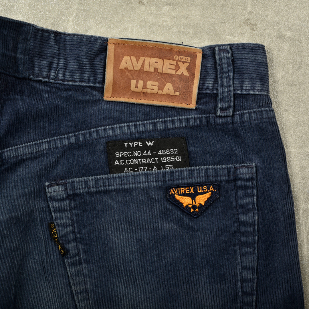 AVIREX VELVET CORDUROY TROUSERS BLUE - 36